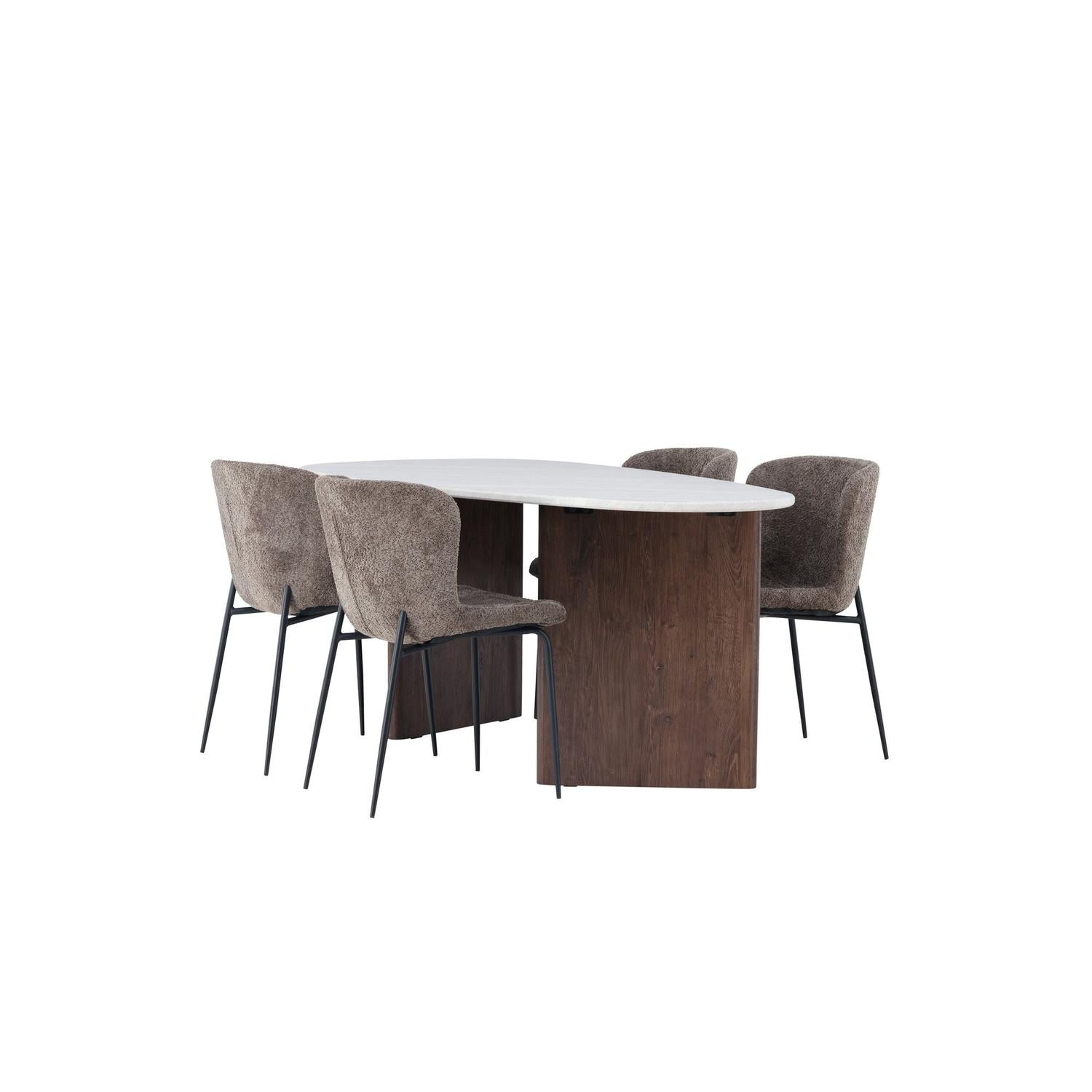 Essgruppe Esstisch Grönvik Oval 180cm mit Stühlen Modesto - Hellgrau/Aschgrau-Essgruppen Oval-Venture Home-le canapé