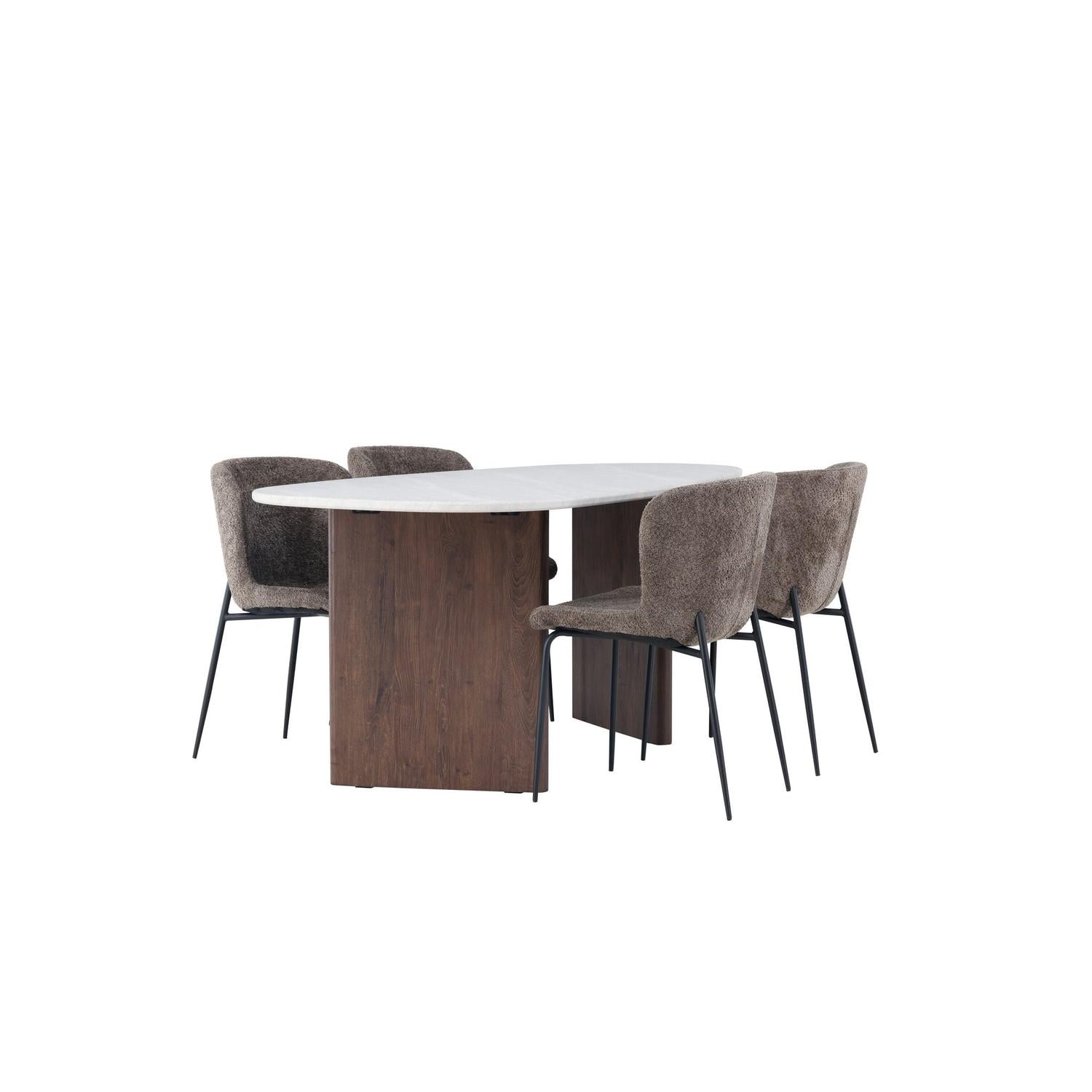 Essgruppe Esstisch Grönvik Oval 180cm mit Stühlen Modesto - Hellgrau/Aschgrau-Essgruppen Oval-Venture Home-le canapé