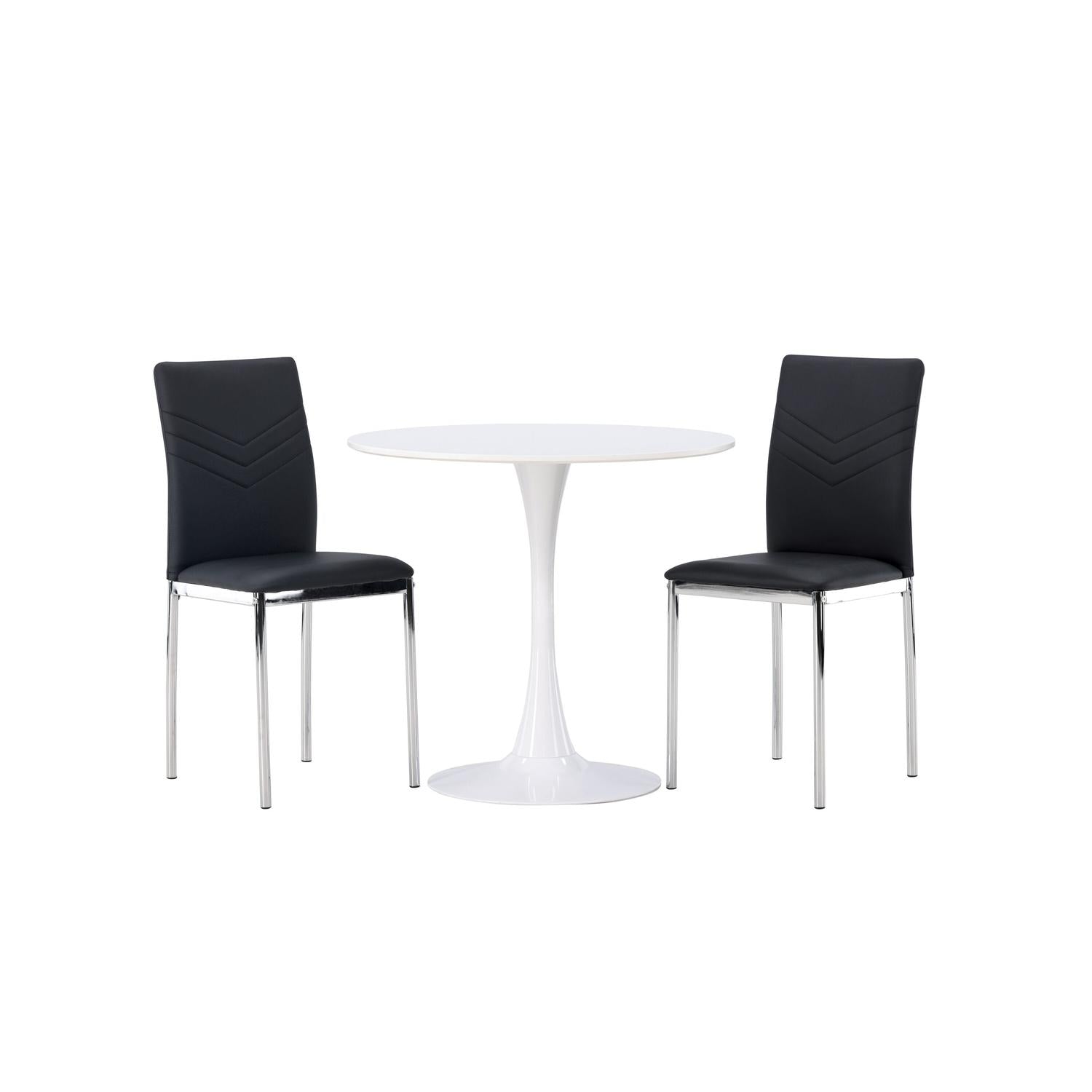 Essgruppe Esstisch Hamden ⌀80cm mit Stühlen Lily - Schwarz-Essgruppen-Venture Home-le canapé