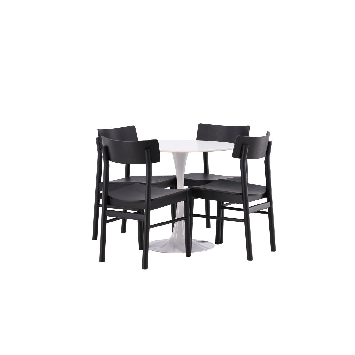 Essgruppe Esstisch Hamden ⌀80cm mit Stühlen Montros - Schwarz-Essgruppen-Venture Home-le canapé