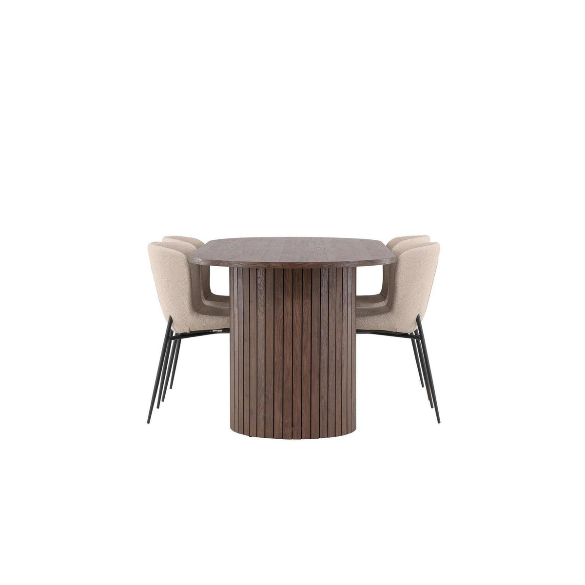 Essgruppe Esstisch Härön 200*90cm mit Stühlen Modesto aus Teddy-Boucle-Essgruppen Oval-Venture Home-le canapé