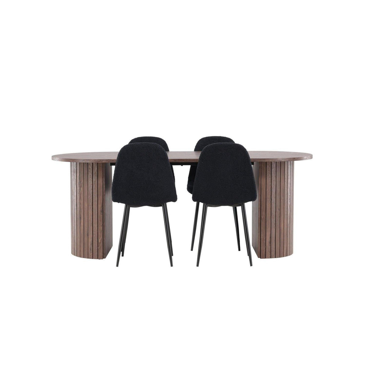 Essgruppe Esstisch Härön 200*90cm mit Stühlen Polar aus Teddy-Boucle-Essgruppen Oval-Venture Home-le canapé