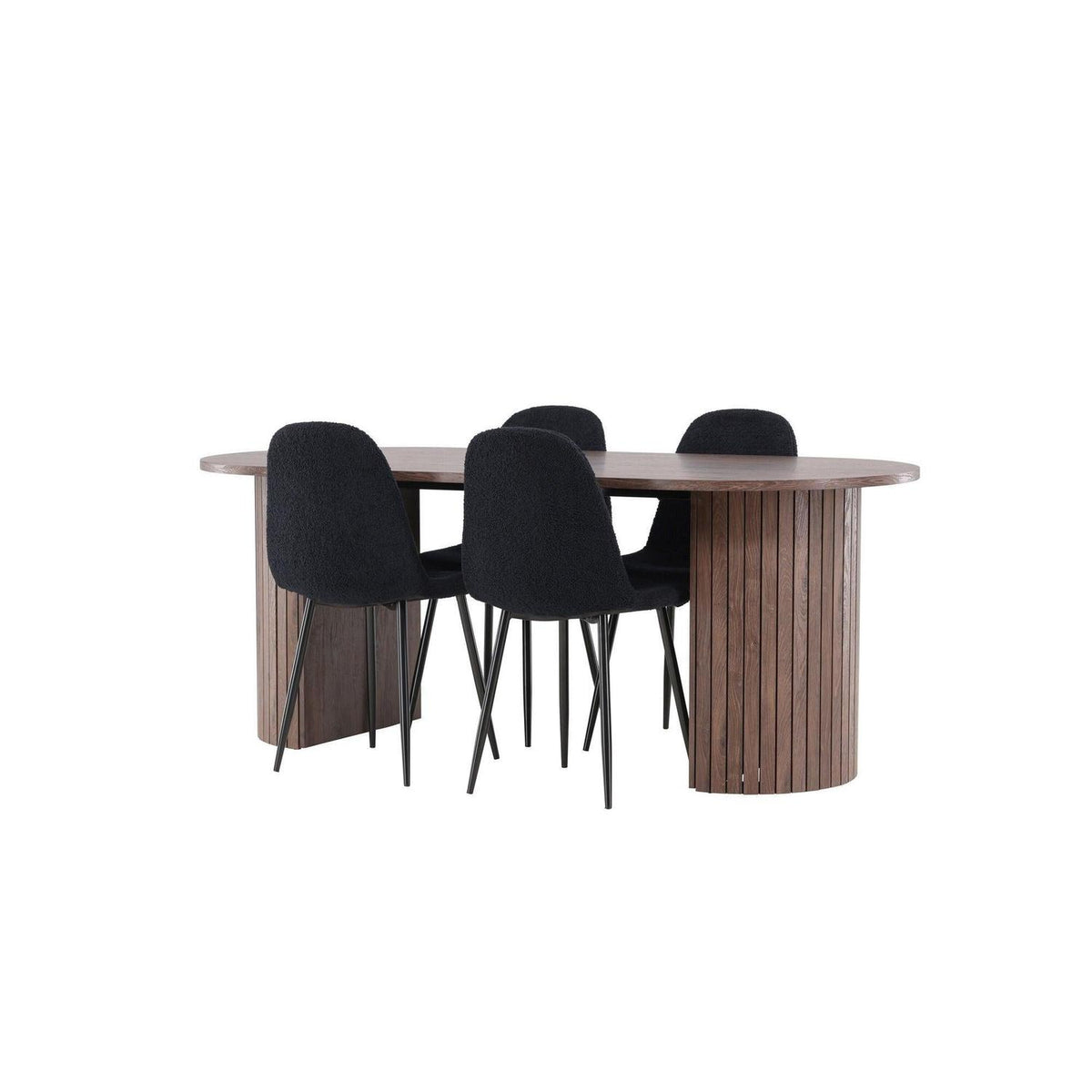 Essgruppe Esstisch Härön 200*90cm mit Stühlen Polar aus Teddy-Boucle-Essgruppen Oval-Venture Home-le canapé