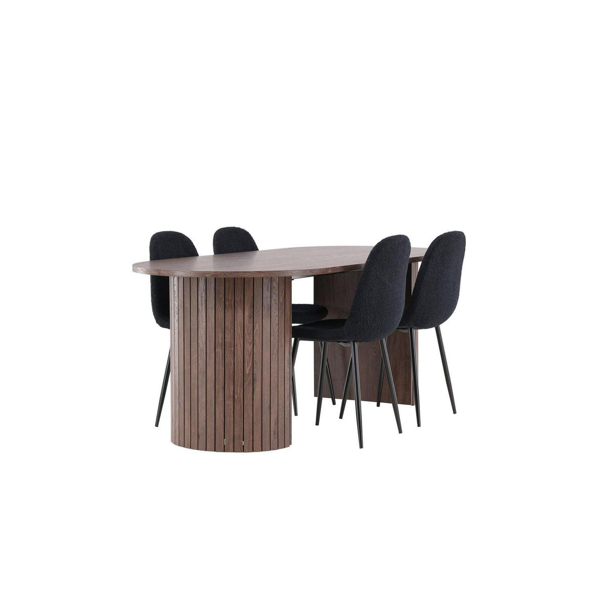 Essgruppe Esstisch Härön 200*90cm mit Stühlen Polar aus Teddy-Boucle-Essgruppen Oval-Venture Home-le canapé