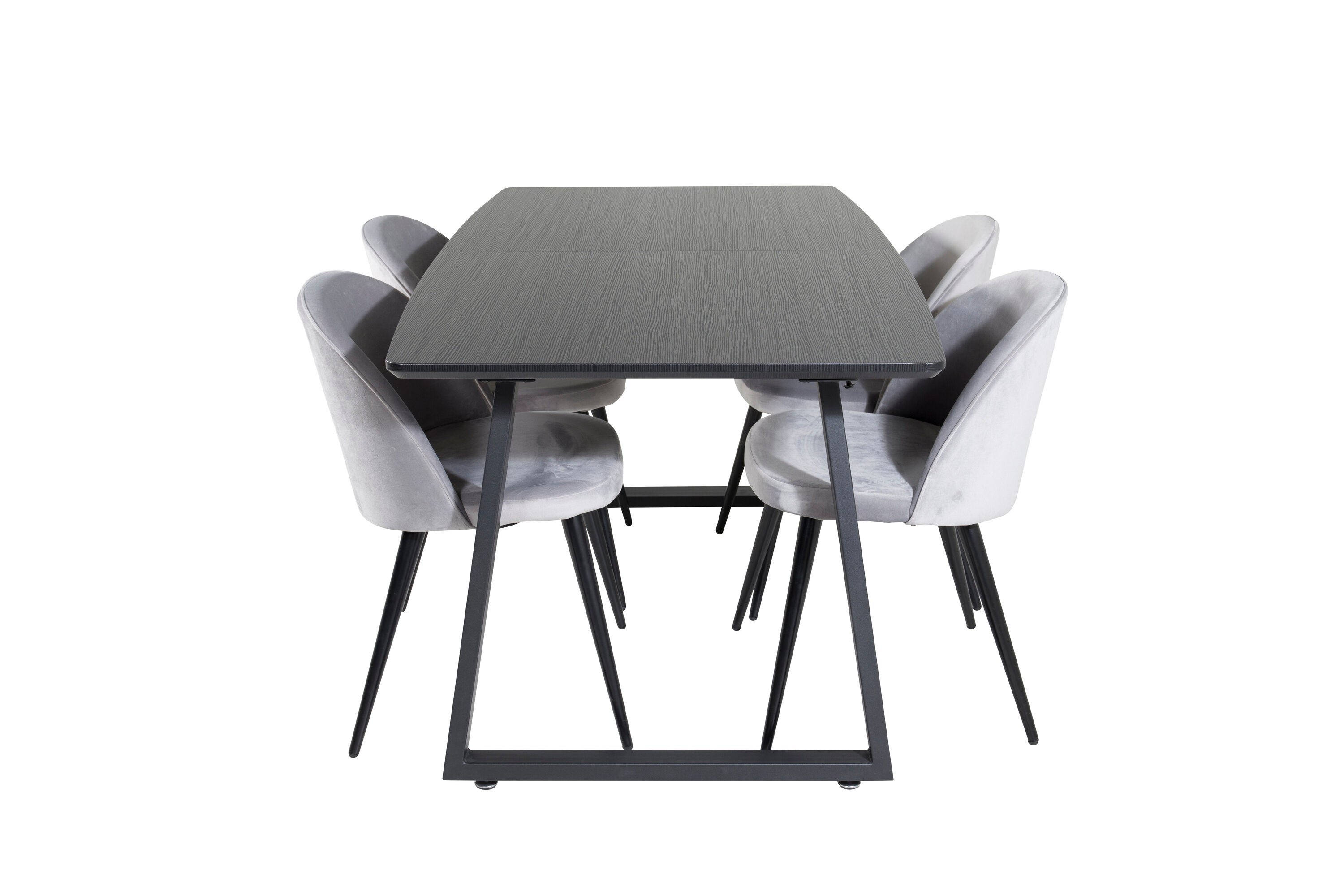 Essgruppe Esstisch Inca 160 x 85 cm mit Stühlen Samt - Grau-Essgruppen-Venture Home-le canapé