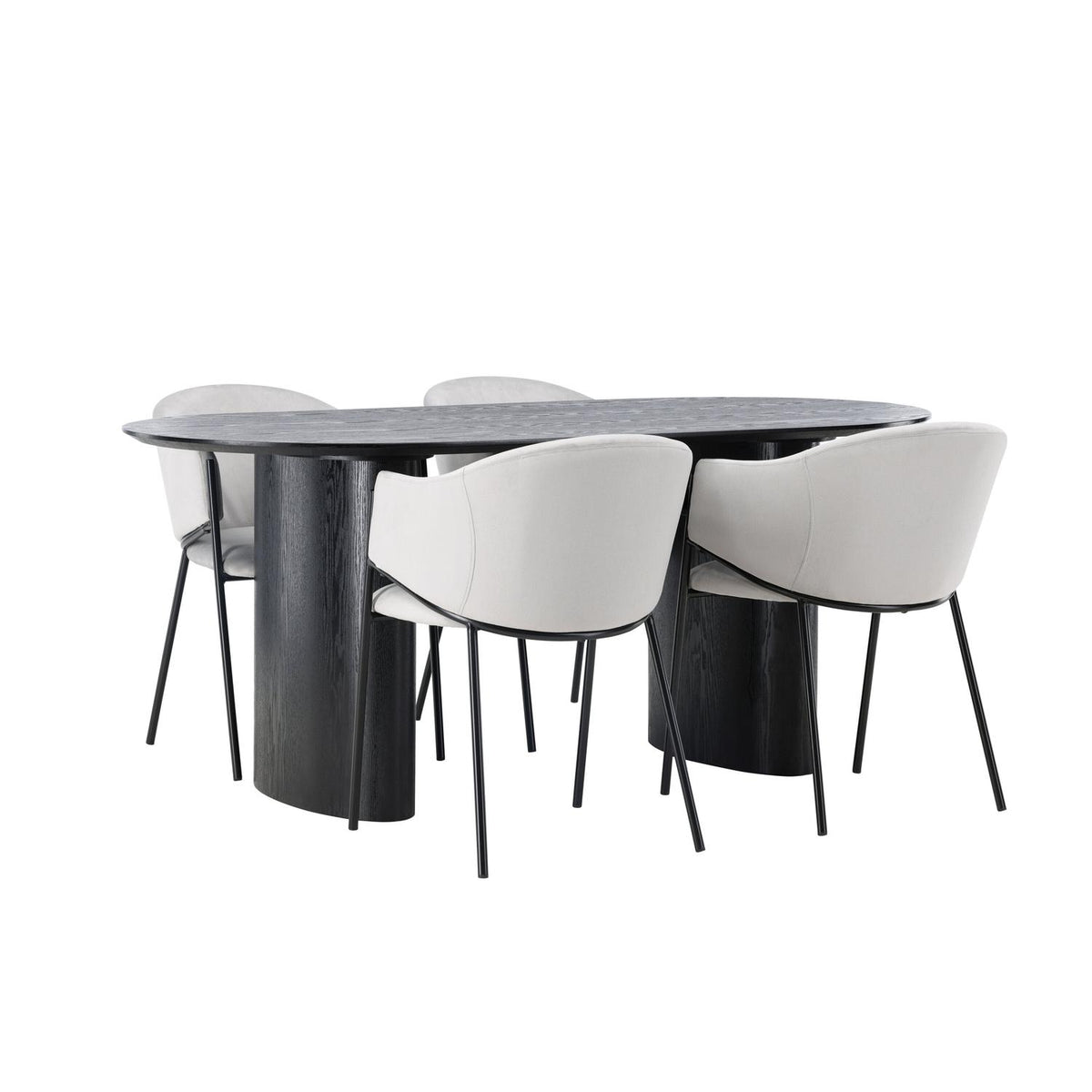 Essgruppe Esstisch Isolde 180 x 90 mit Stühlen Evelina - Grau-Essgruppen-Venture Home-le canapé