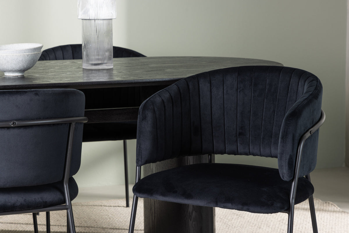 Essgruppe Esstisch Isolde 180*90cm mit Stühlen Selma aus Samt-Essgruppen-Venture Home-le canapé