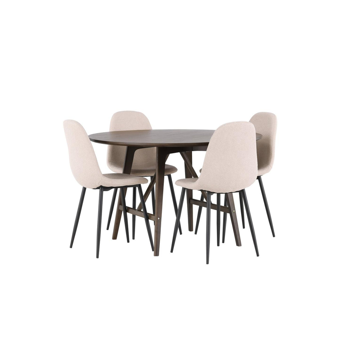 Essgruppe Esstisch Kaseidon Ø100cm mit Stühlen Polar aus Teddy-Boucle-Essgruppen-Venture Home-le canapé