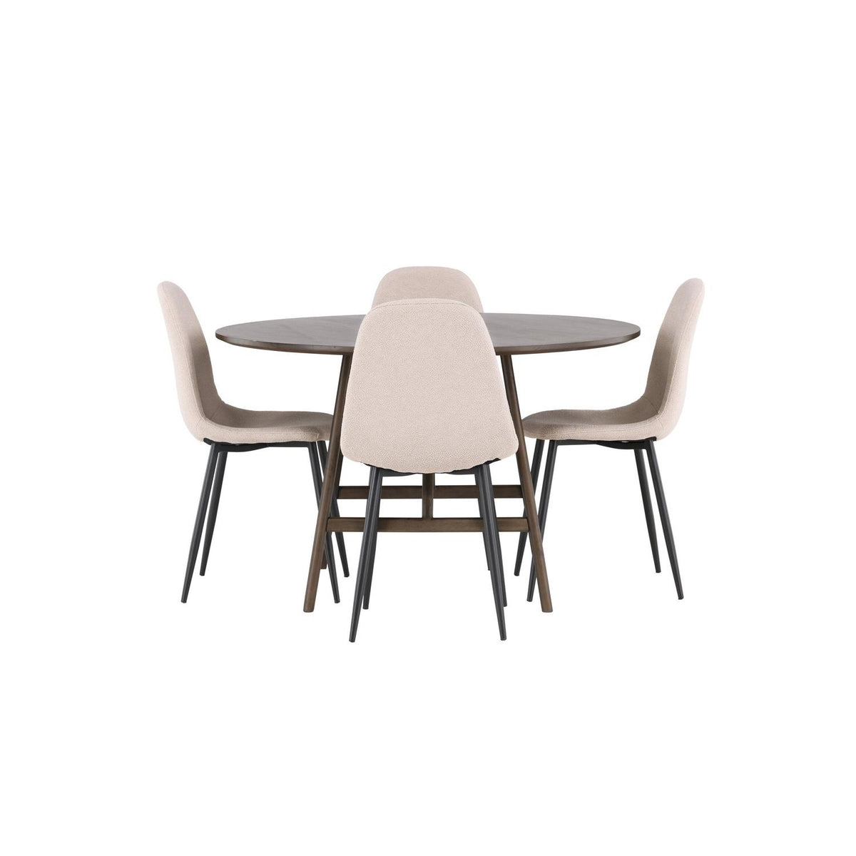 Essgruppe Esstisch Kaseidon Ø100cm mit Stühlen Polar aus Teddy-Boucle-Essgruppen-Venture Home-le canapé