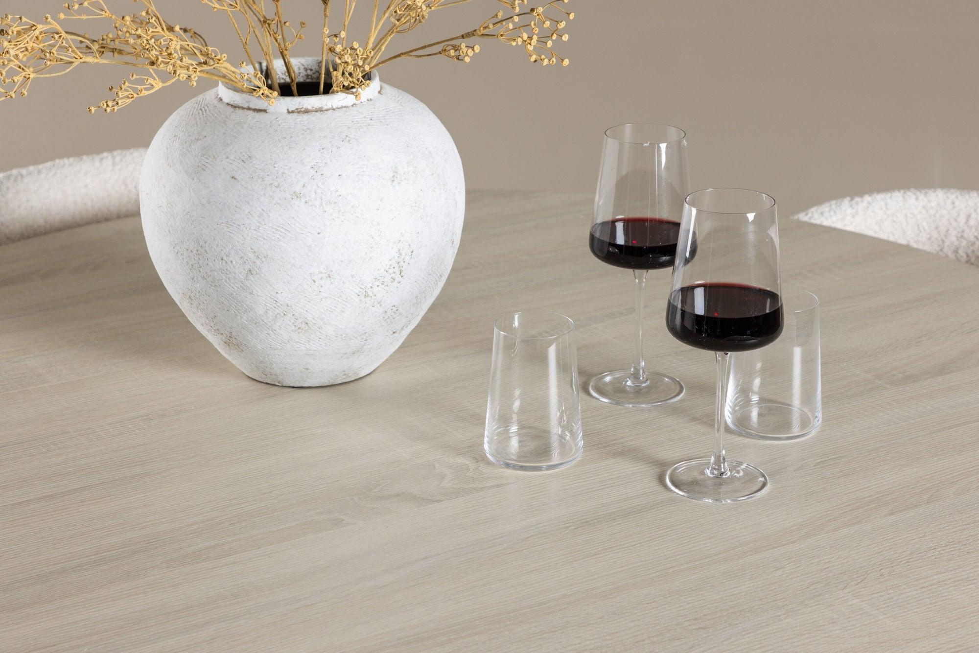 Essgruppe Esstisch Lanzo Ø120cm mit Stühlen Agnes aus Teddy-Bouclé - Beige/Weiß-Essgruppe Rund-Venture Home-le canapé