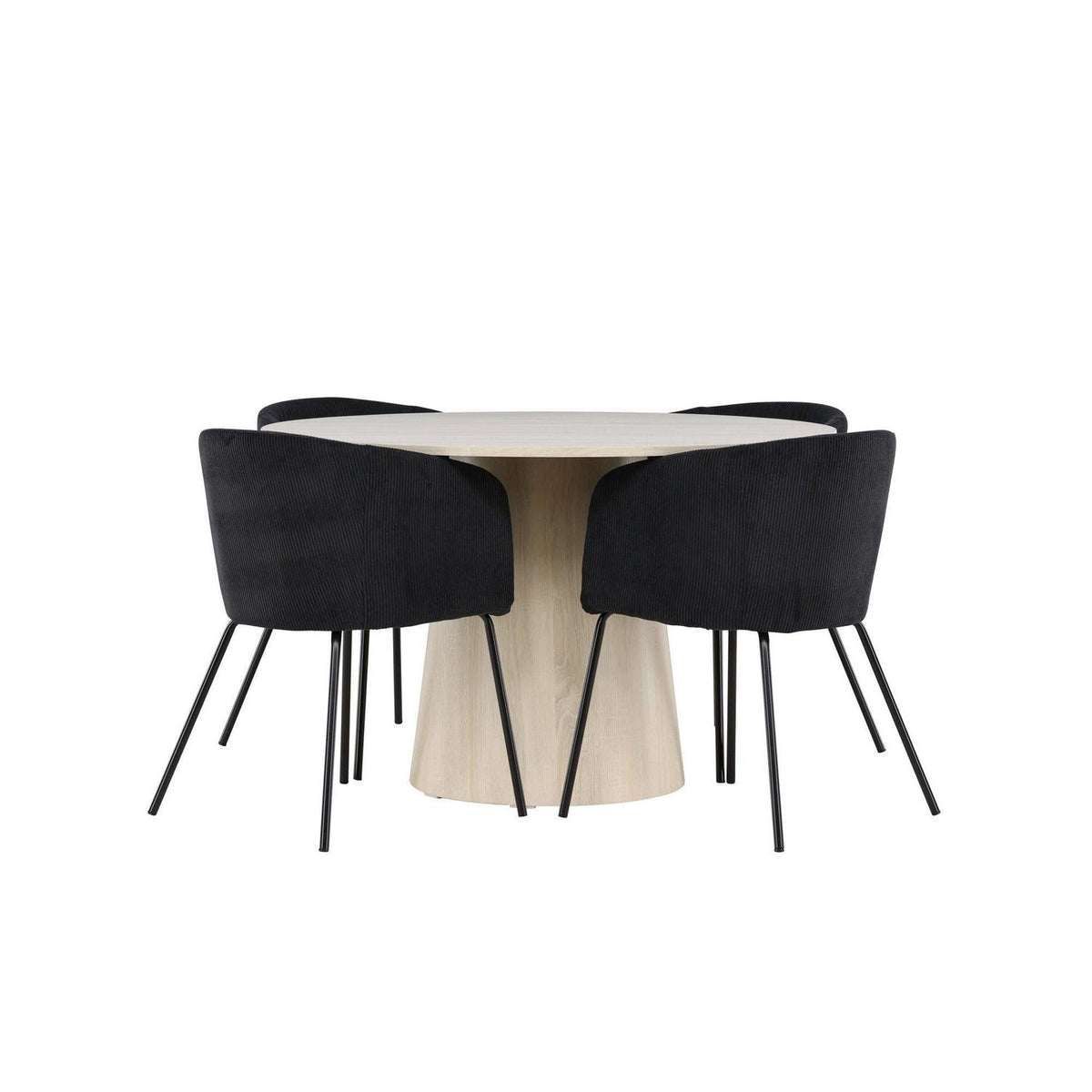Essgruppe Esstisch Lanzo Ø120cm mit Stühlen Berit aus Cord-Essgruppen Rund-Venture Home-le canapé