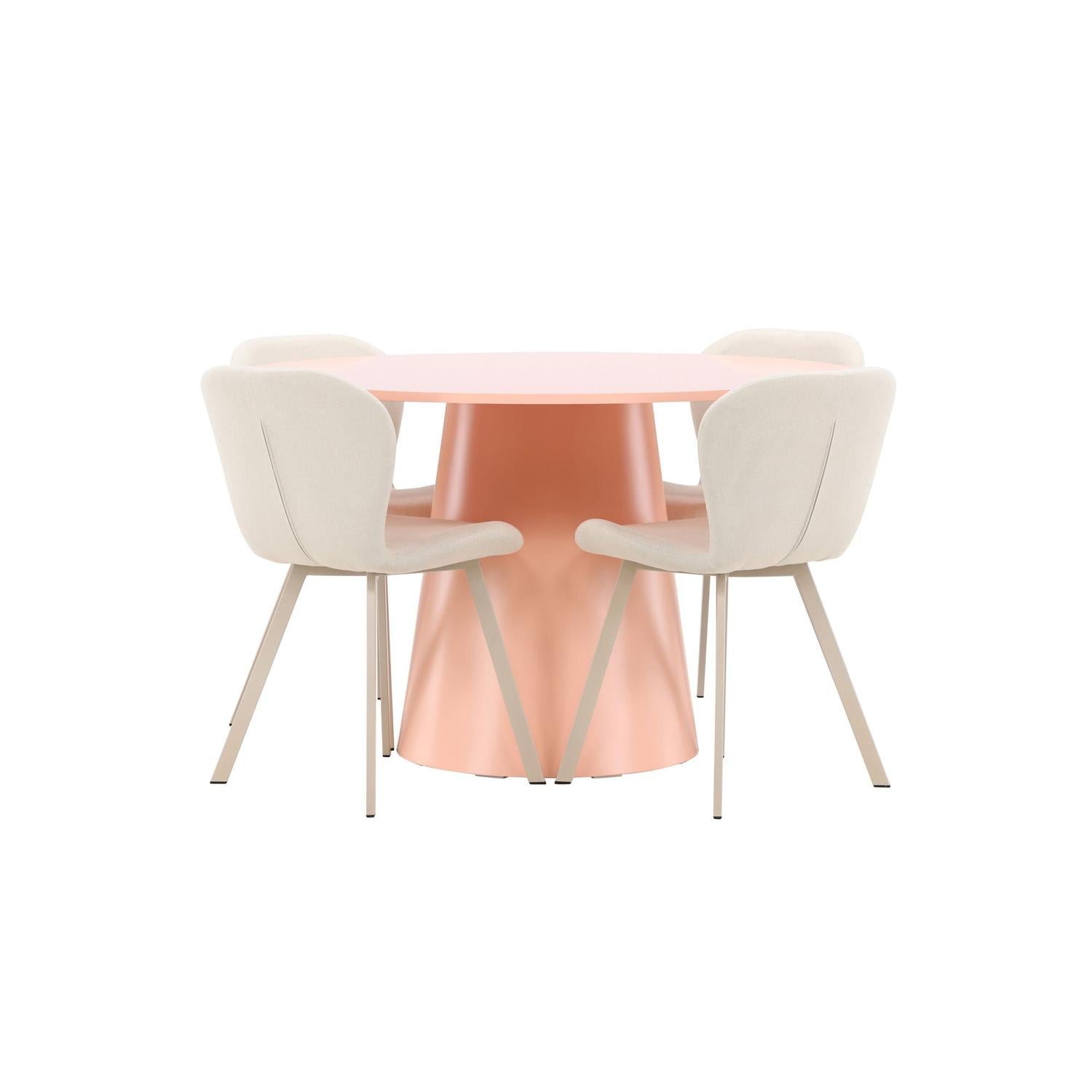Essgruppe Esstisch Lanzo Ø120cm mit Stühlen Lilja - Pfirsich/Beige-Essgruppen Rund-Venture Home-le canapé