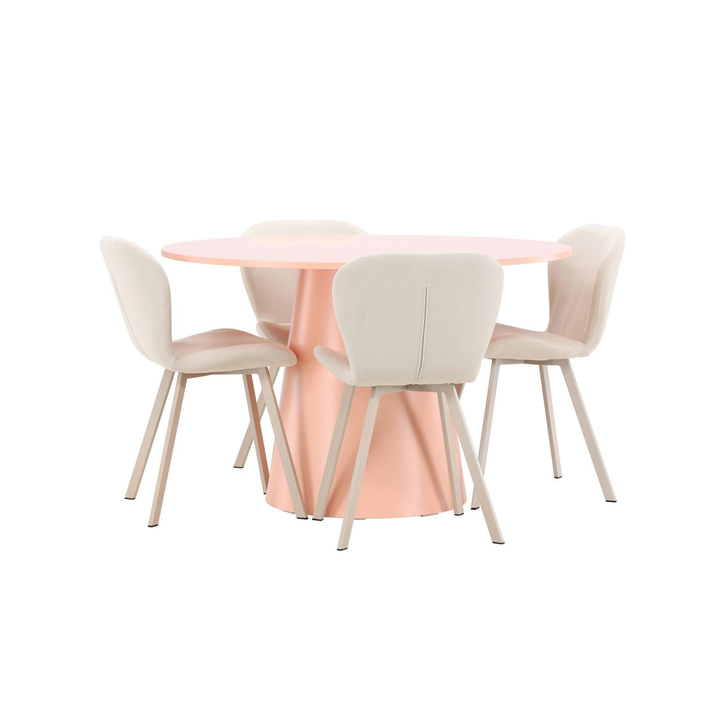 Essgruppe Esstisch Lanzo Ø120cm mit Stühlen Lilja - Pfirsich/Beige-Essgruppen Rund-Venture Home-le canapé