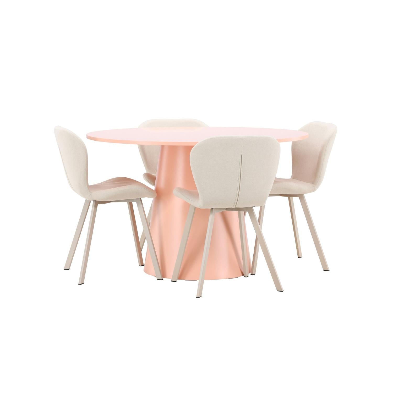 Essgruppe Esstisch Lanzo Ø120cm mit Stühlen Lilja - Pfirsich/Beige-Essgruppen Rund-Venture Home-le canapé