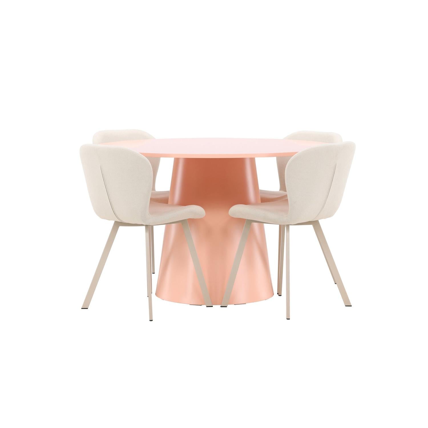Essgruppe Esstisch Lanzo Ø120cm mit Stühlen Lilja - Pfirsich/Beige-Essgruppen Rund-Venture Home-le canapé