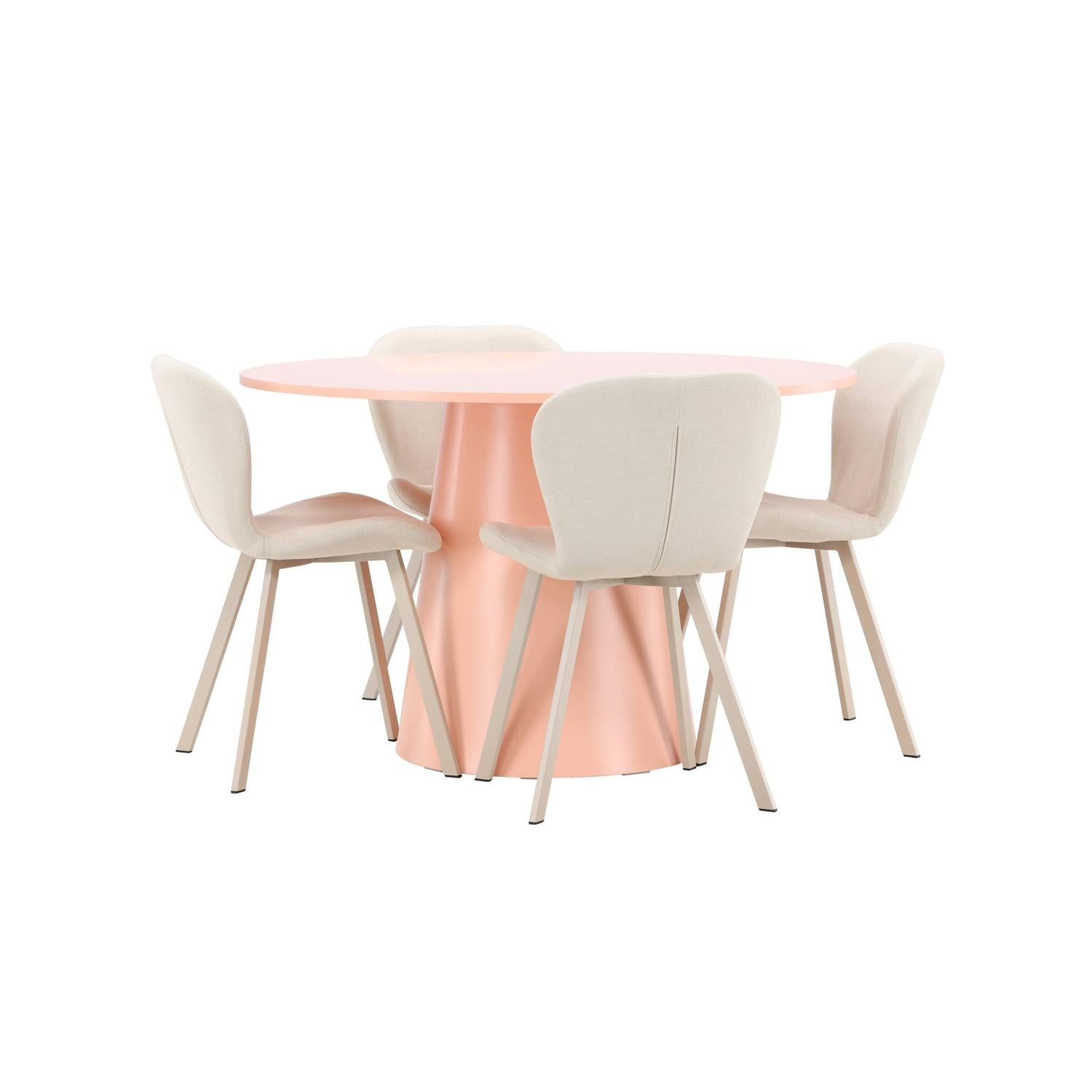 Essgruppe Esstisch Lanzo Ø120cm mit Stühlen Lilja - Pfirsich/Beige-Essgruppen Rund-Venture Home-le canapé