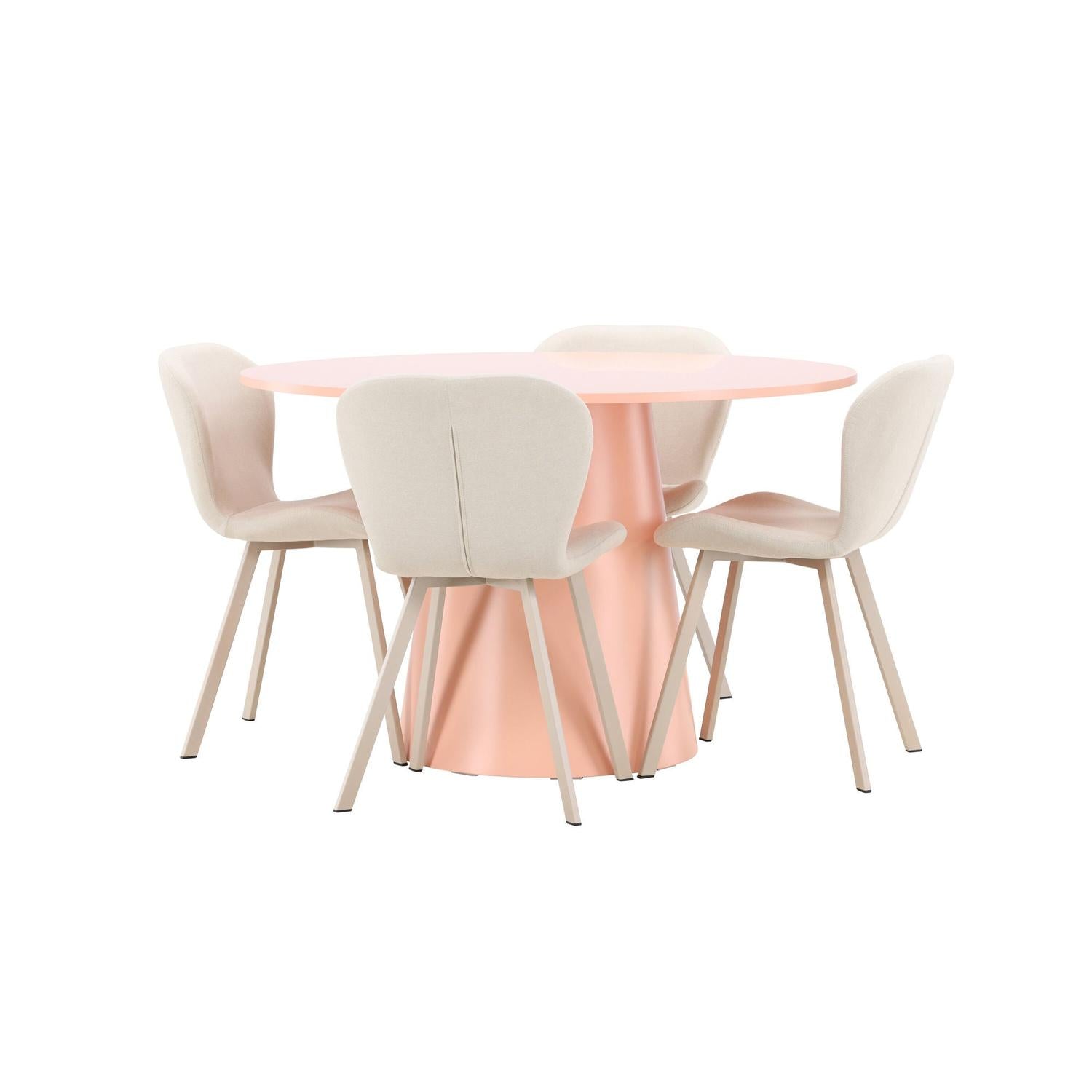 Essgruppe Esstisch Lanzo Ø120cm mit Stühlen Lilja - Pfirsich/Beige-Essgruppen Rund-Venture Home-le canapé