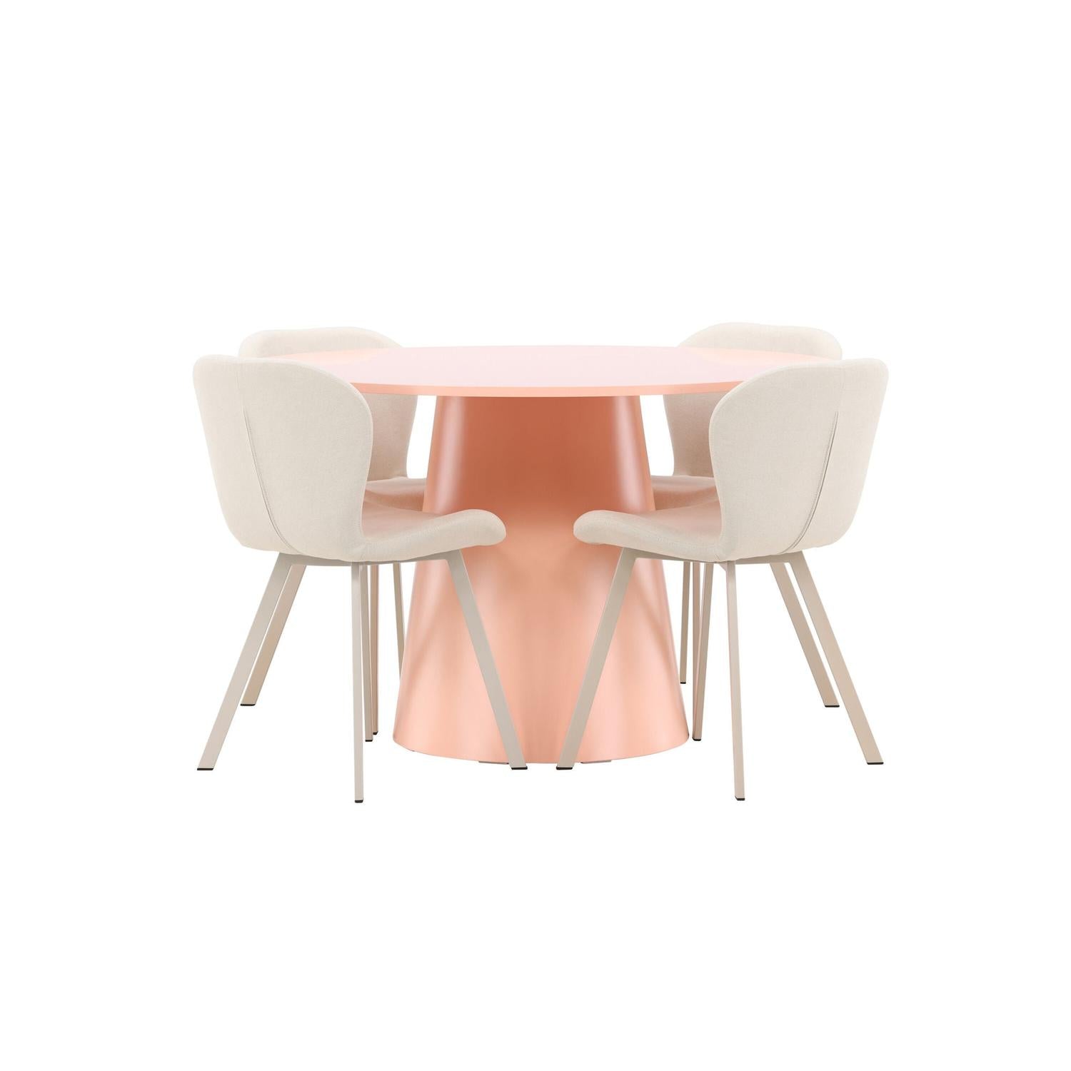 Essgruppe Esstisch Lanzo Ø120cm mit Stühlen Lilja - Pfirsich/Beige-Essgruppen Rund-Venture Home-le canapé