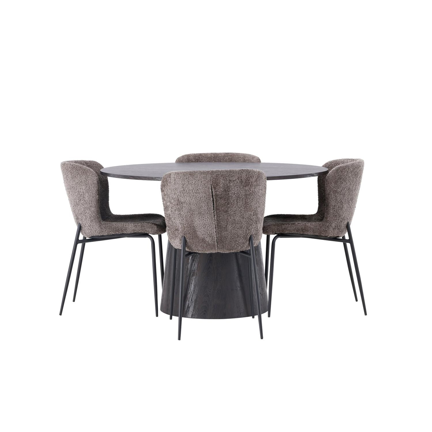 Essgruppe Esstisch Lanzo Ø120cm mit Stühlen Modesto - Braun-Essgruppen-Venture Home-le canapé