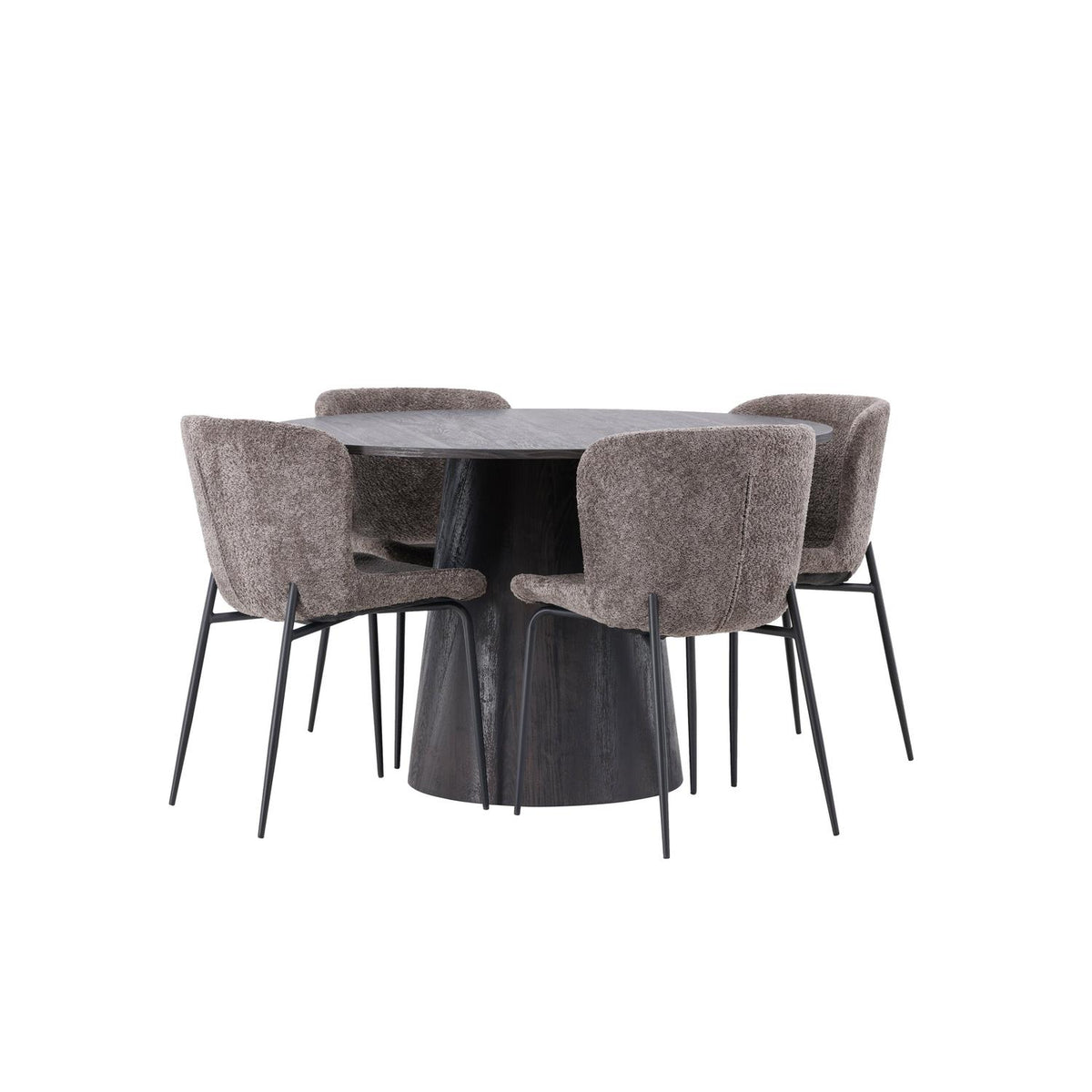 Essgruppe Esstisch Lanzo Ø120cm mit Stühlen Modesto - Braun-Essgruppen-Venture Home-le canapé