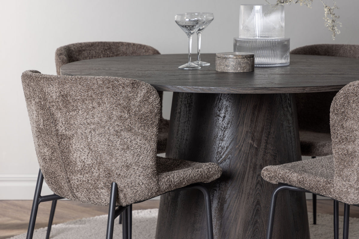 Essgruppe Esstisch Lanzo Ø120cm mit Stühlen Modesto - Braun-Essgruppen-Venture Home-le canapé