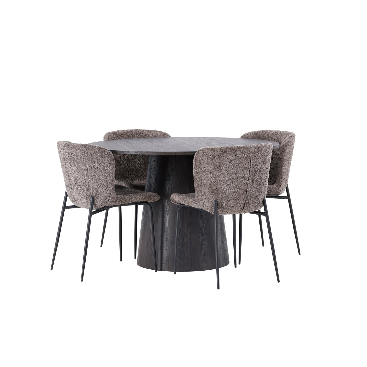 Essgruppe Esstisch Lanzo Ø120cm mit Stühlen Modesto - Braun-Essgruppen-Venture Home-le canapé