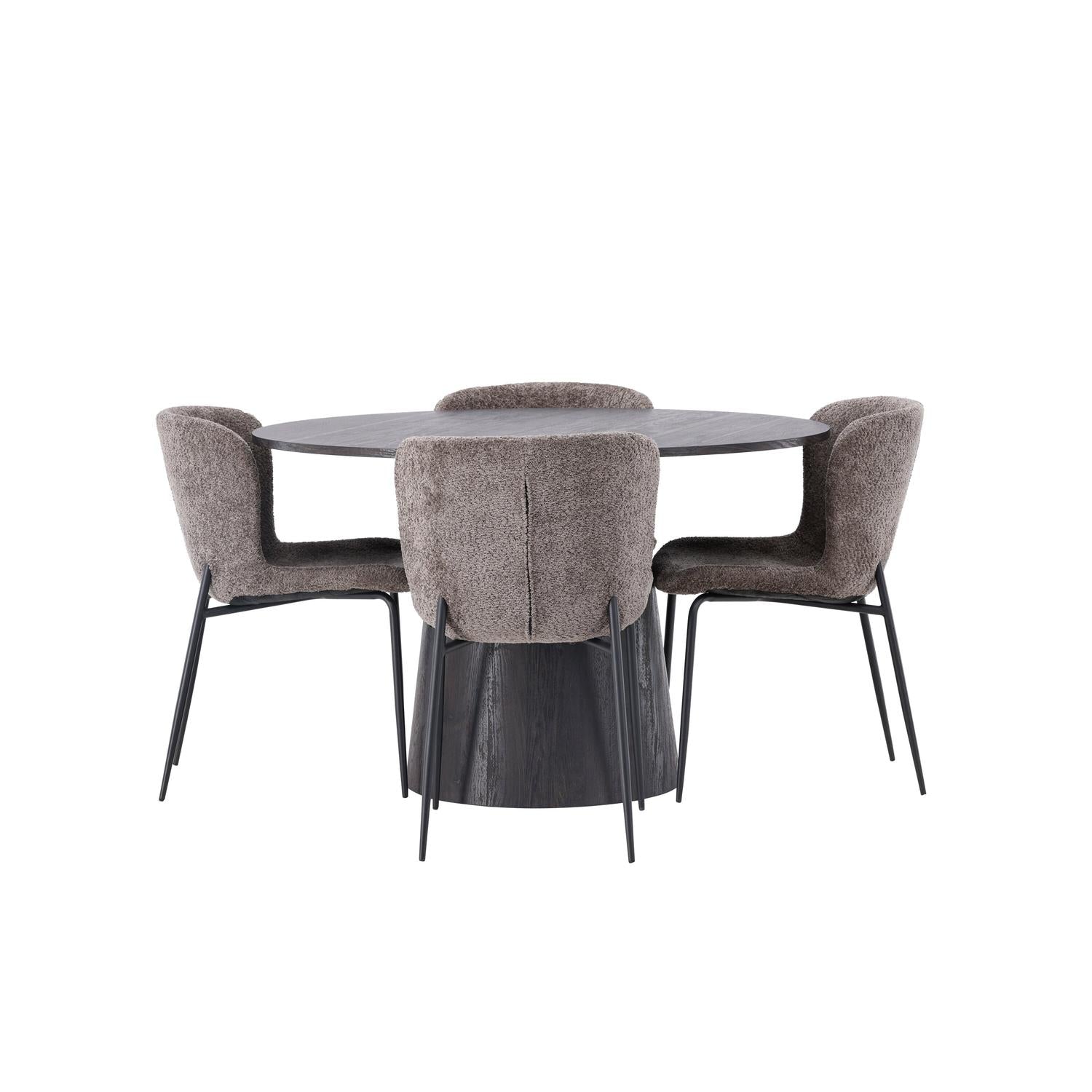 Essgruppe Esstisch Lanzo Ø120cm mit Stühlen Modesto - Braun-Essgruppen-Venture Home-le canapé
