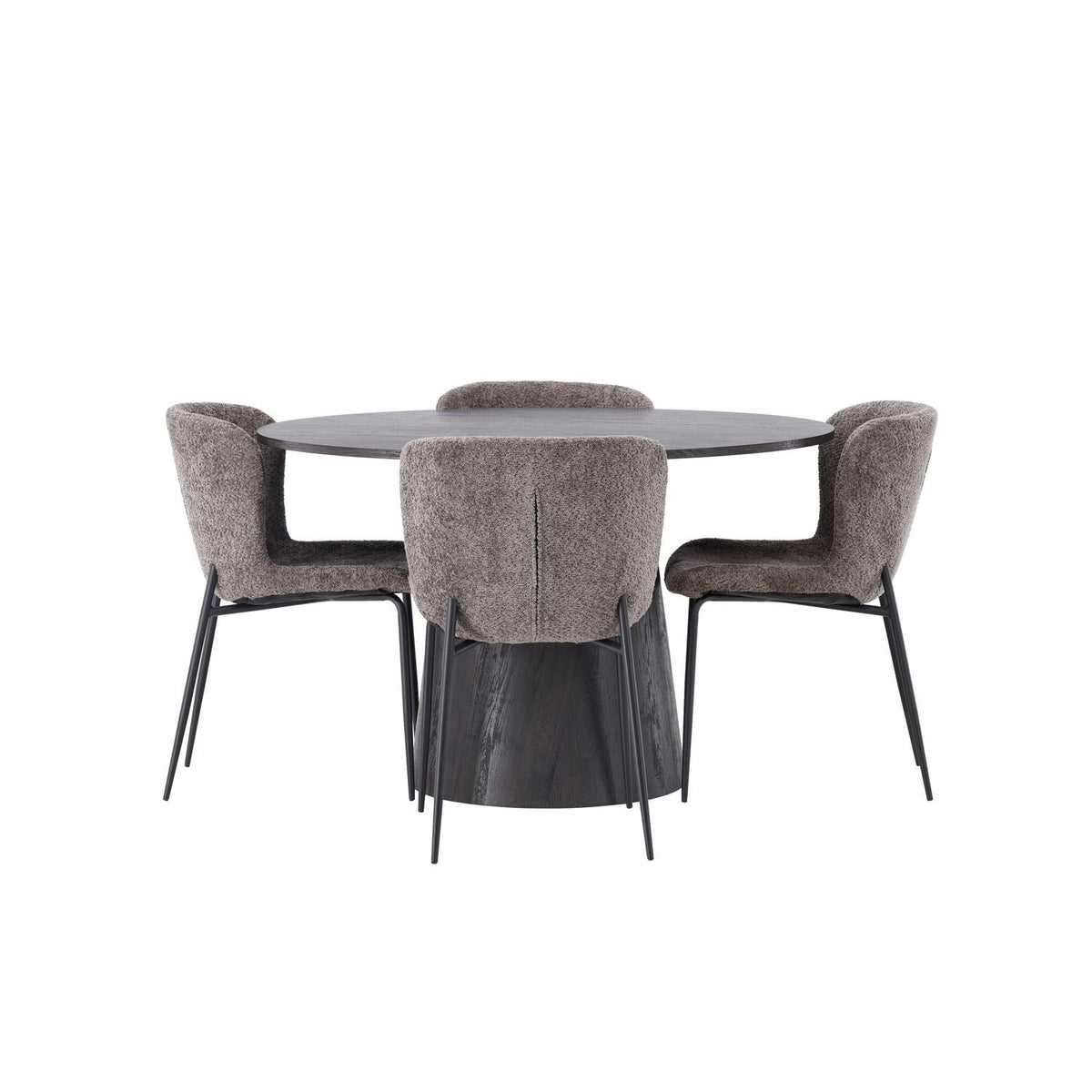 Essgruppe Esstisch Lanzo Ø120cm mit Stühlen Modesto - Braun-Essgruppen-Venture Home-le canapé