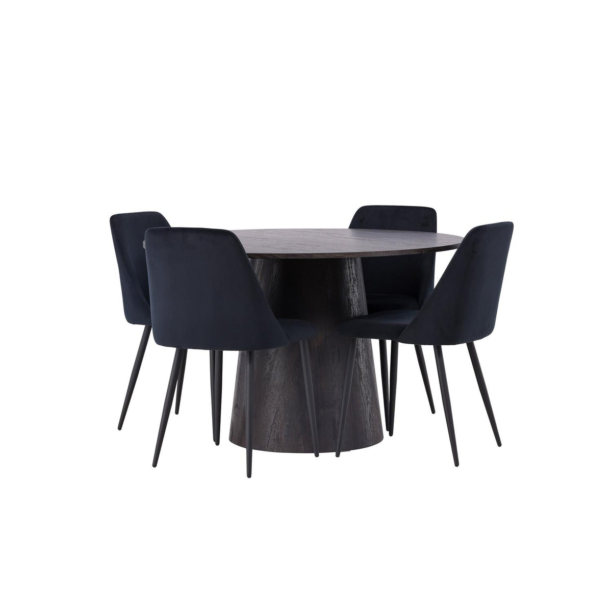 Essgruppe Esstisch Lanzo Ø120cm mit Stühlen Night aus Samt-Essgruppen-Venture Home-le canapé
