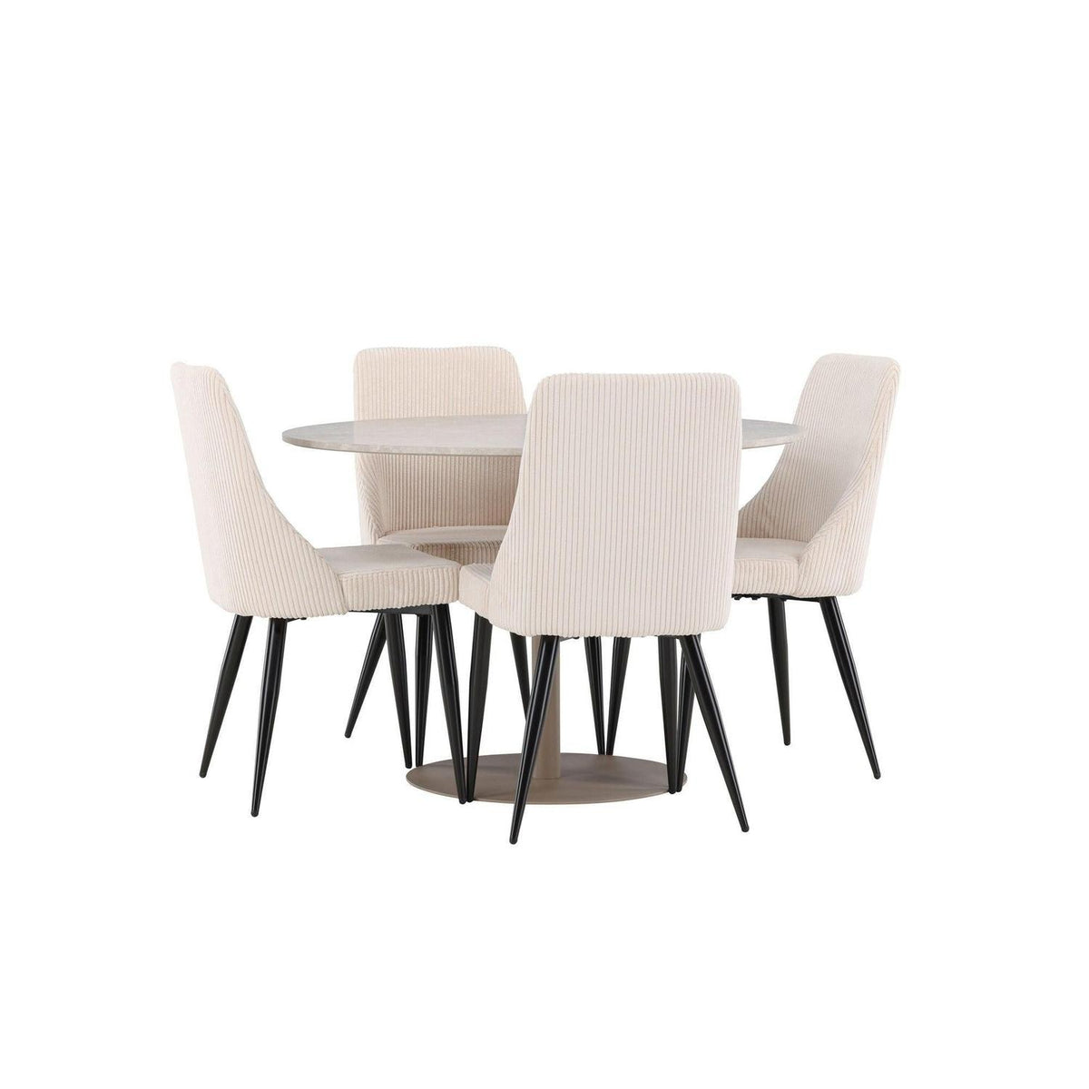 Essgruppe Esstisch Lycke Ø110cm mit Stühlen Leone aus Cord-Essgruppen Rund-Venture Home-le canapé