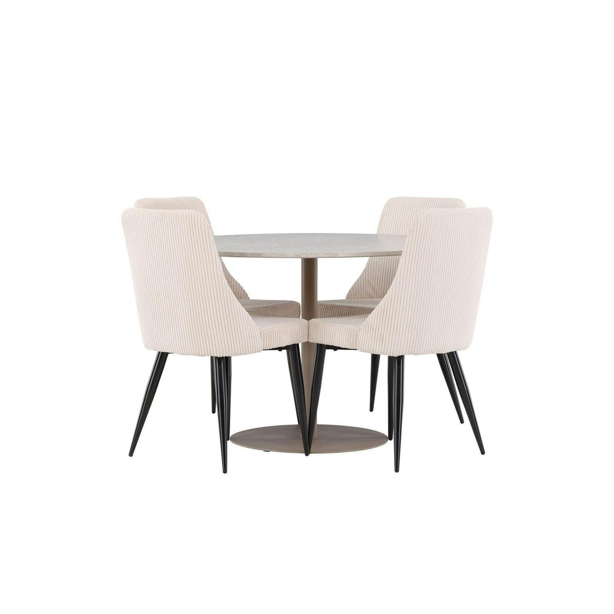 Essgruppe Esstisch Lycke Ø110cm mit Stühlen Leone aus Cord-Essgruppen Rund-Venture Home-le canapé