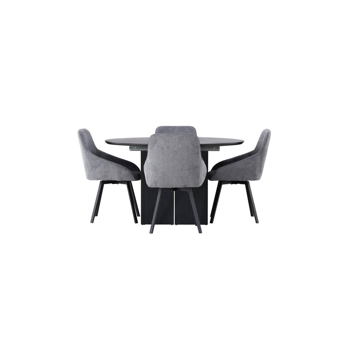 Essgruppe Esstisch Matilda ⌀130cm mit Stühlen Rosie - Grau-Essgruppen-Venture Home-le canapé