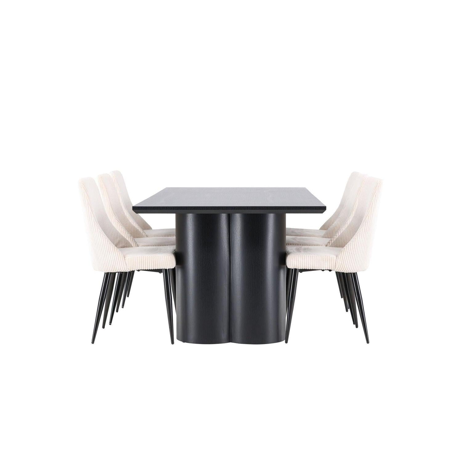 Essgruppe Esstisch Olivia 210*100cm mit Stühlen Leone aus Kord-Essgruppe Rechteckig-Venture Home-le canapé