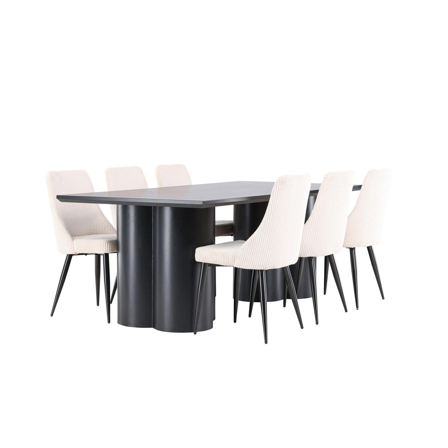Essgruppe Esstisch Olivia 210*100cm mit Stühlen Leone aus Kord-Essgruppen Rechteckig-Venture Home-le canapé