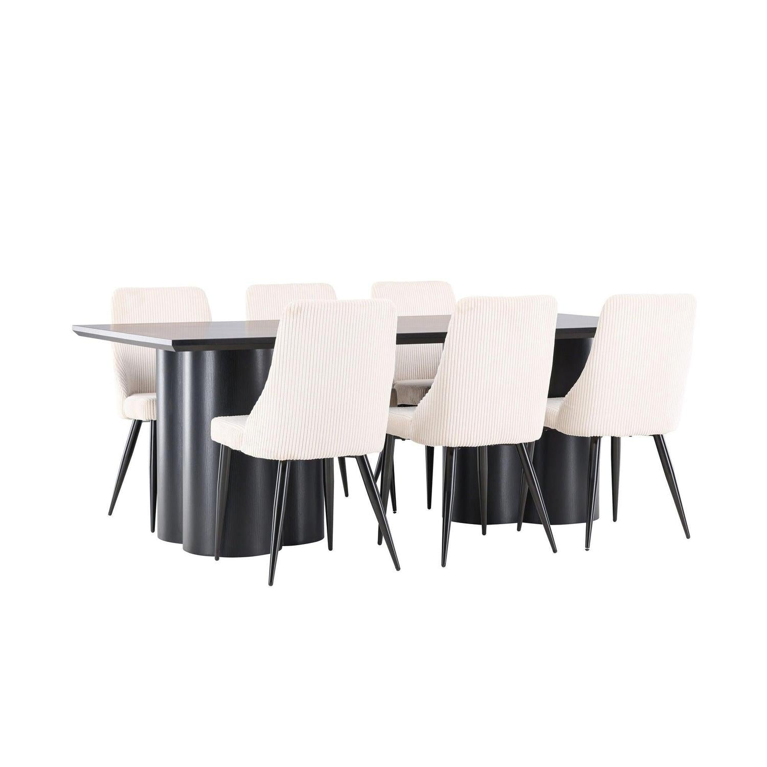 Essgruppe Esstisch Olivia 210*100cm mit Stühlen Leone aus Kord-Essgruppen Rechteckig-Venture Home-le canapé