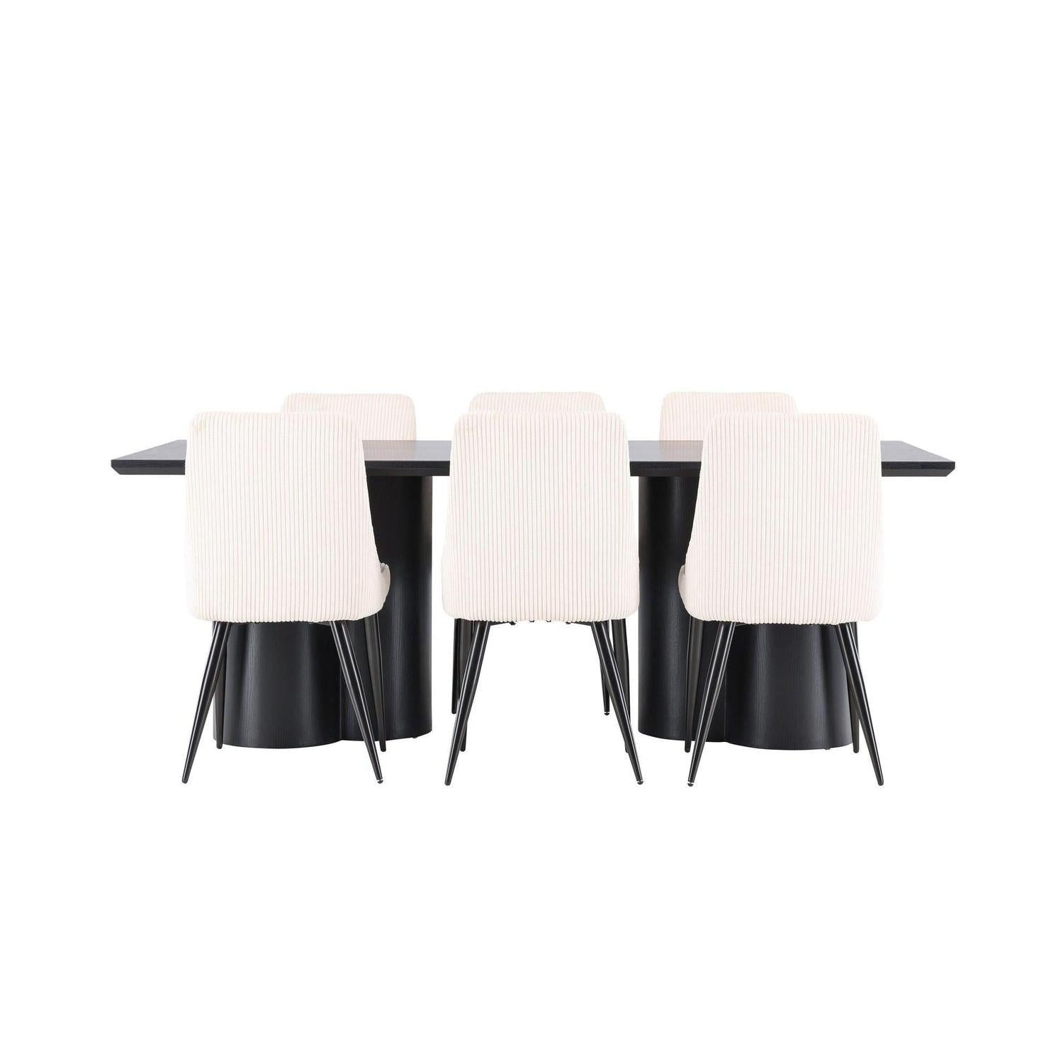 Essgruppe Esstisch Olivia 210*100cm mit Stühlen Leone aus Kord-Essgruppen Rechteckig-Venture Home-le canapé