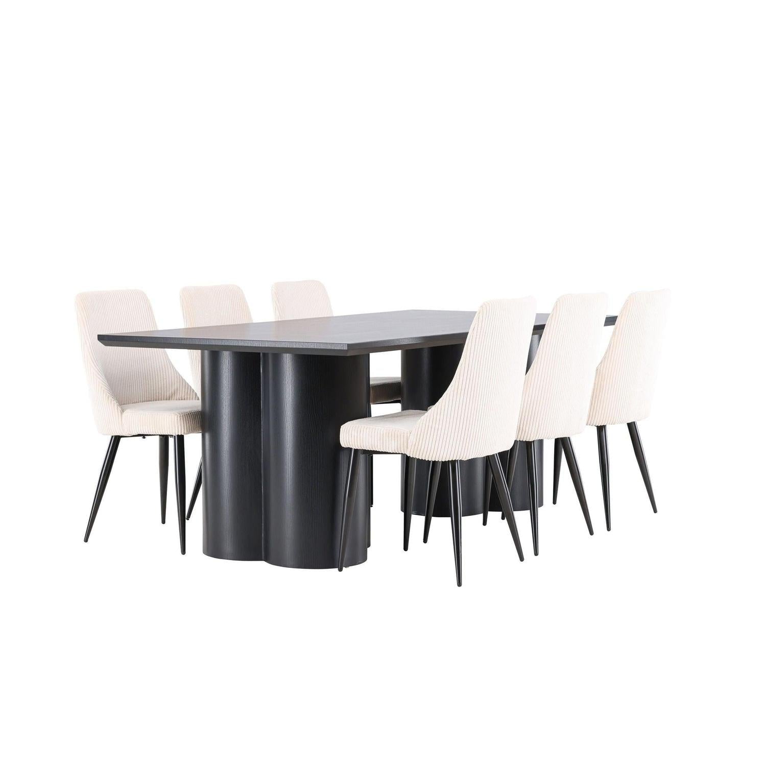Essgruppe Esstisch Olivia 210*100cm mit Stühlen Leone aus Kord-Essgruppen Rechteckig-Venture Home-le canapé