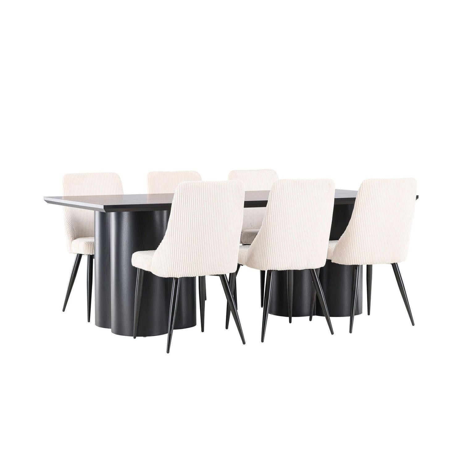 Essgruppe Esstisch Olivia 210*100cm mit Stühlen Leone aus Kord-Essgruppen Rechteckig-Venture Home-le canapé