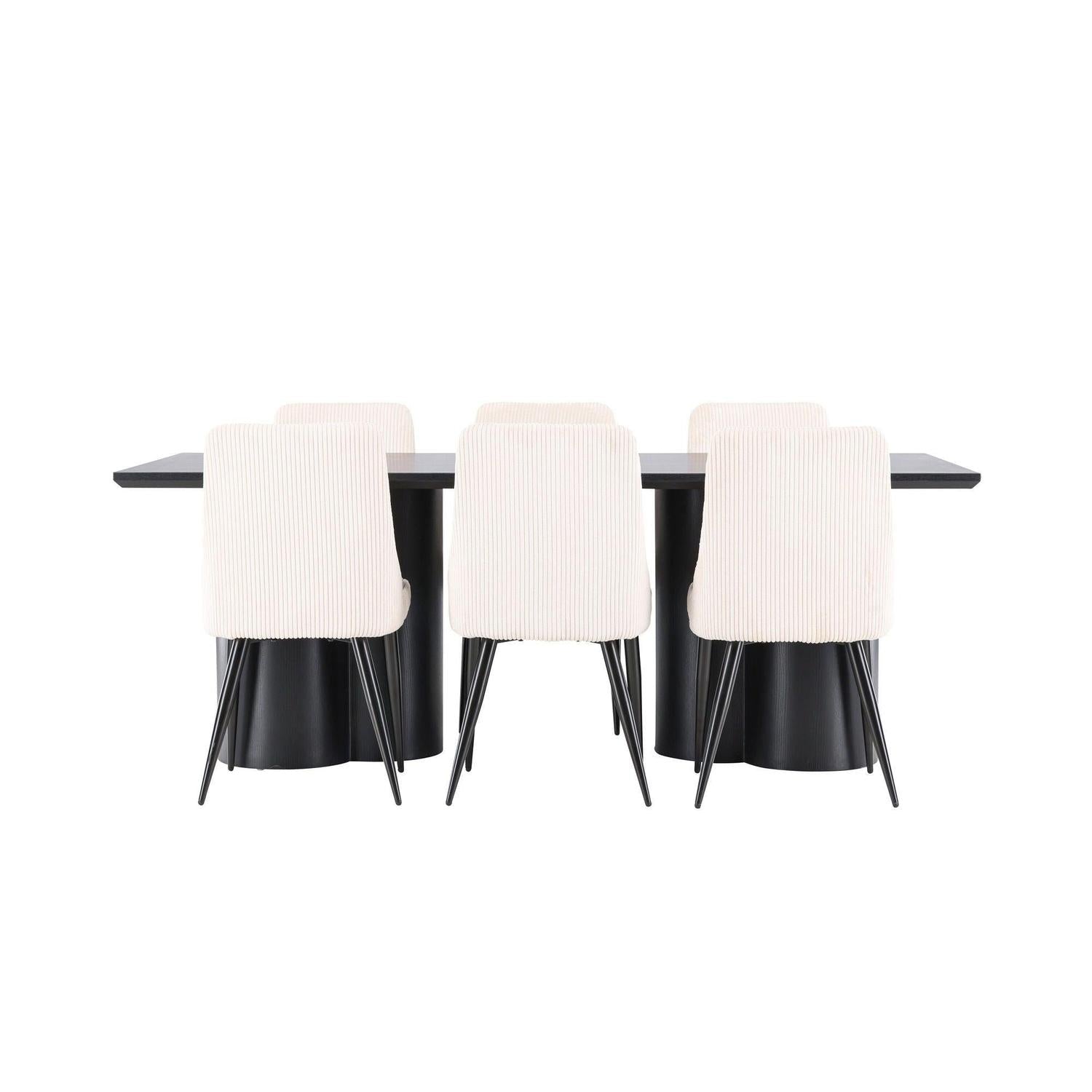 Essgruppe Esstisch Olivia 210*100cm mit Stühlen Leone aus Kord-Essgruppen Rechteckig-Venture Home-le canapé