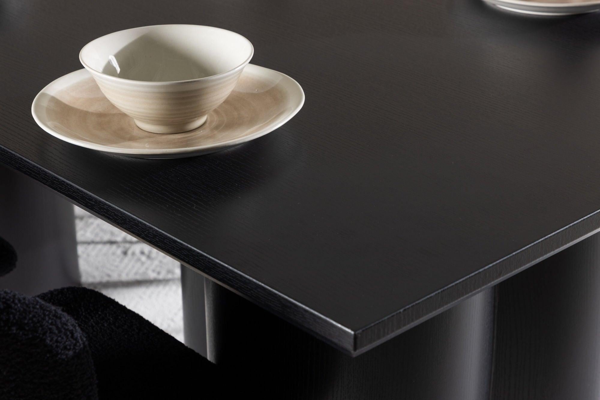 Essgruppe Esstisch Olivia 210*100cm mit Stühlen Modesto aus Teddy-Bouclé-Essgruppe Rechteckig-Venture Home-le canapé