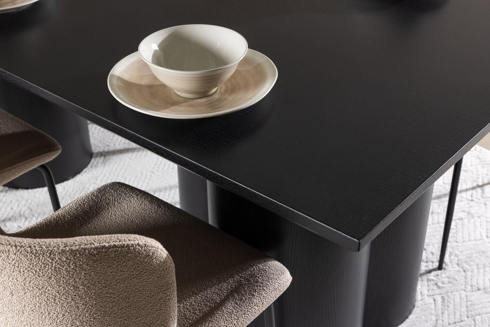Essgruppe Esstisch Olivia 210*100cm mit Stühlen Modesto aus Teddy-Bouclé-Essgruppen Rechteckig-Venture Home-le canapé