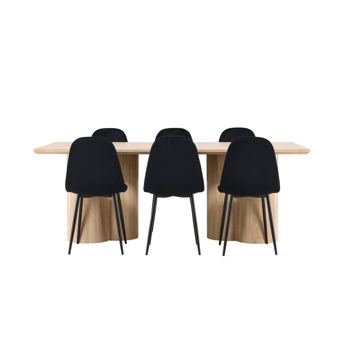Essgruppe Esstisch Olivia 210*100cm mit Stühlen Polar aus Samt-Essgruppen Rechteckig-Venture Home-le canapé