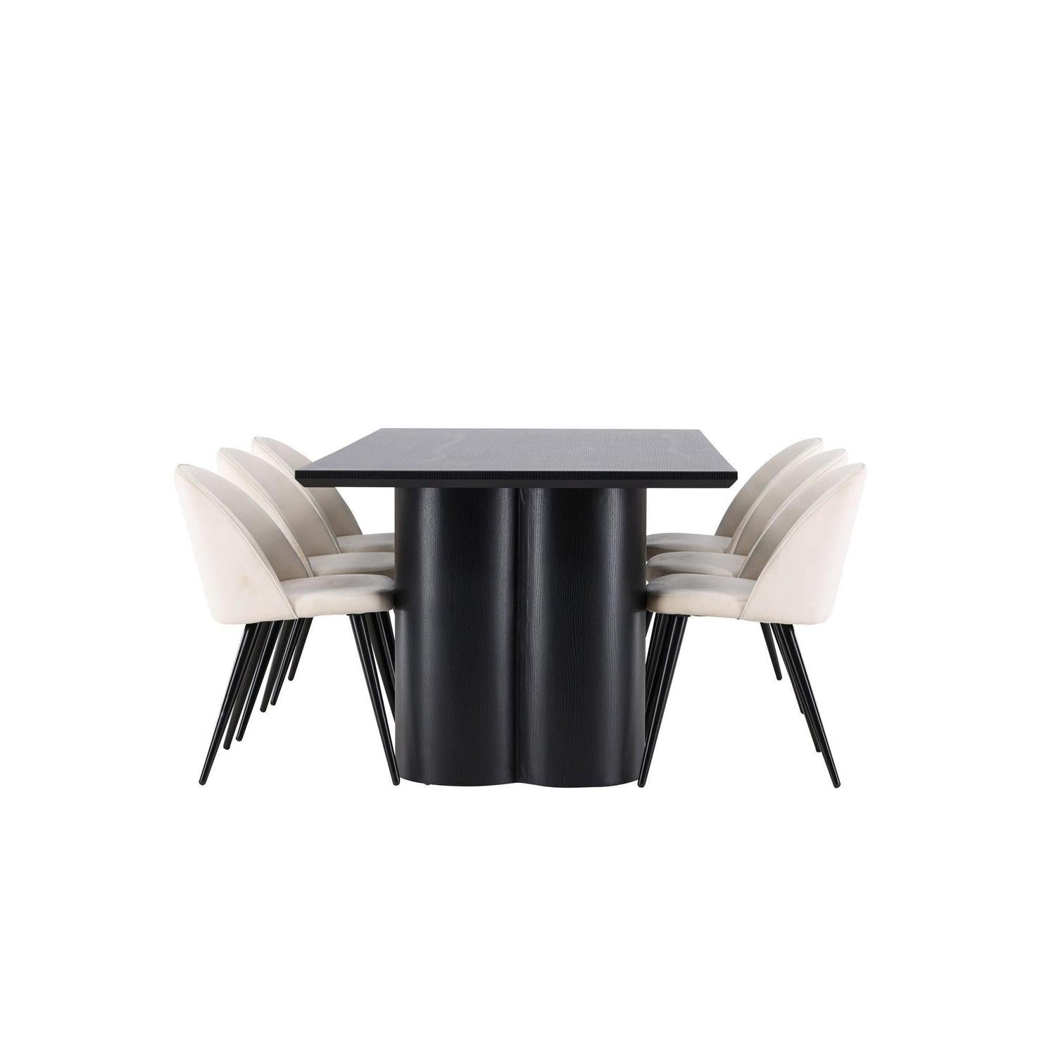 Essgruppe Esstisch Olivia 210*100cm mit Stühlen Velvet aus Samt-Essgruppe Rechteckig-Venture Home-le canapé