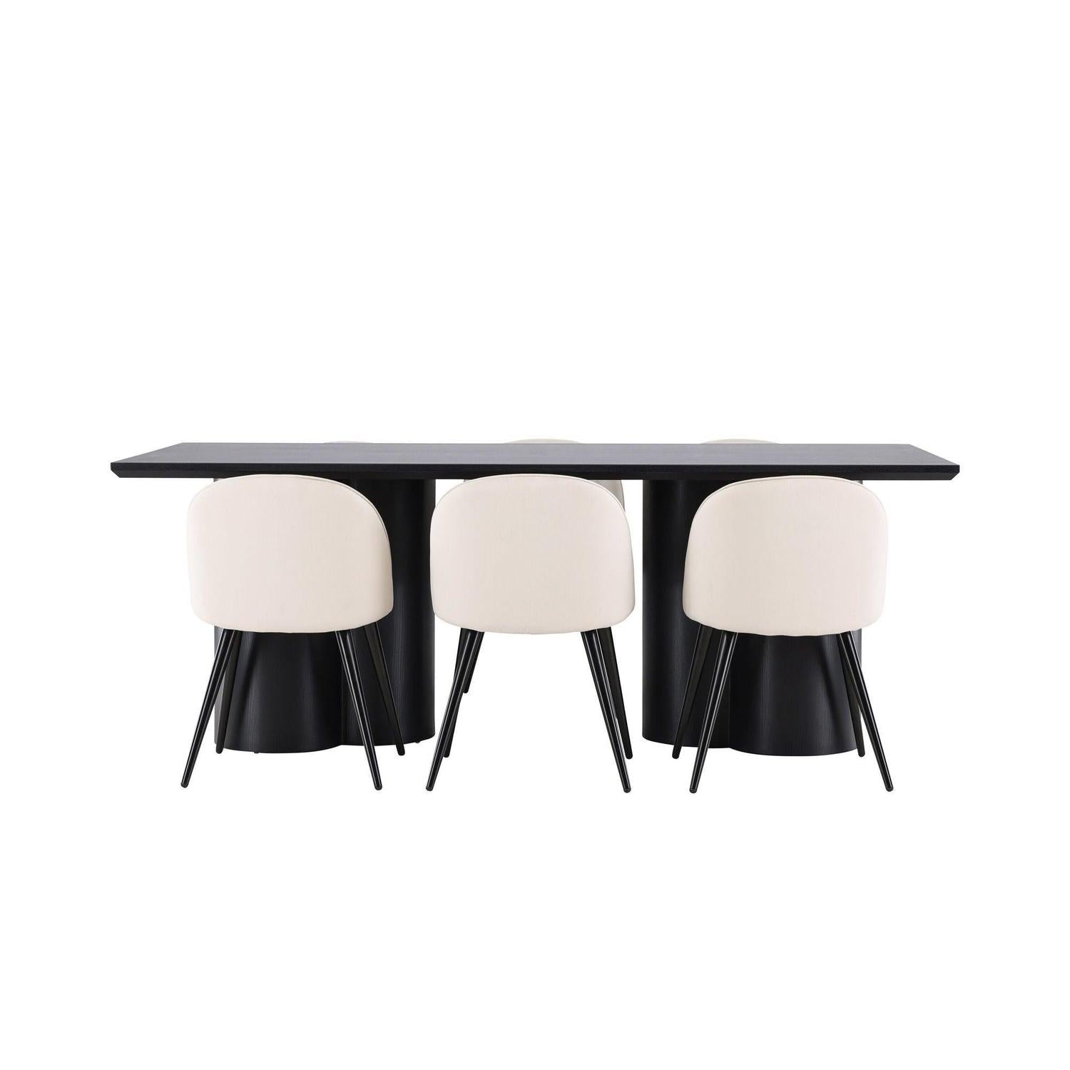 Essgruppe Esstisch Olivia 210*100cm mit Stühlen Velvet aus Samt-Essgruppe Rechteckig-Venture Home-le canapé