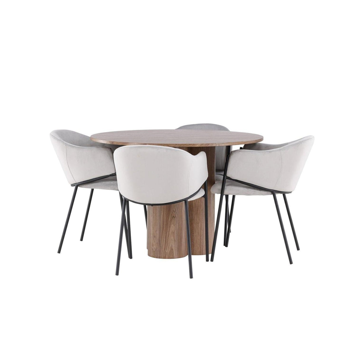 Essgruppe Esstisch Olivia Ø110cm mit Stühlen Evelina aus Samt-Essgruppen Rund-Venture Home-le canapé