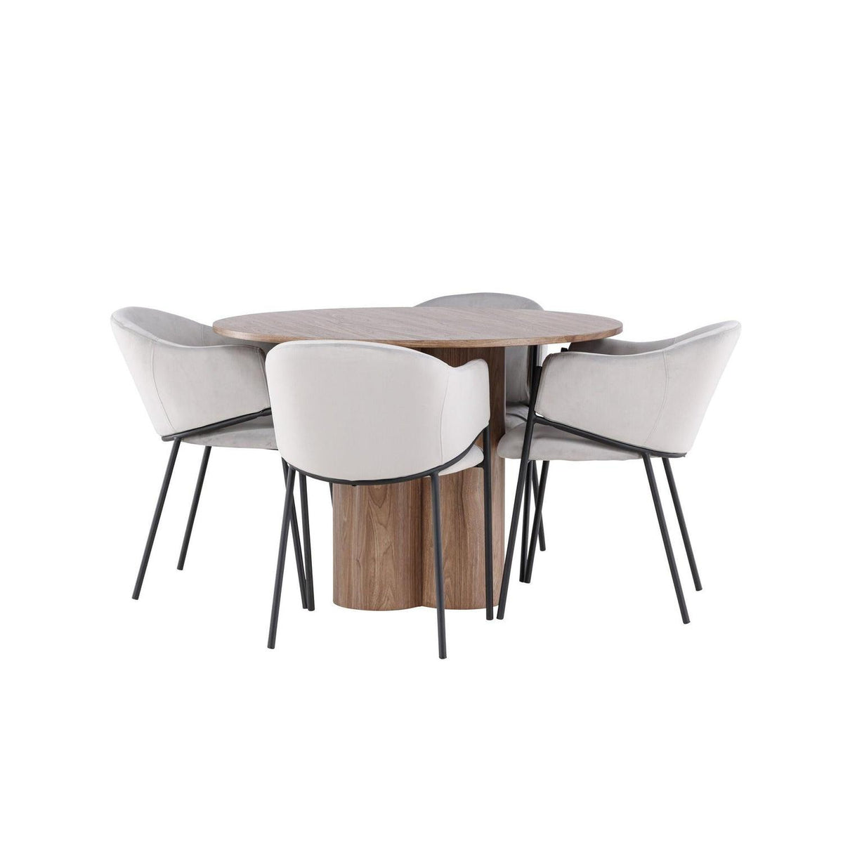 Essgruppe Esstisch Olivia Ø110cm mit Stühlen Evelina aus Samt-Essgruppen Rund-Venture Home-le canapé