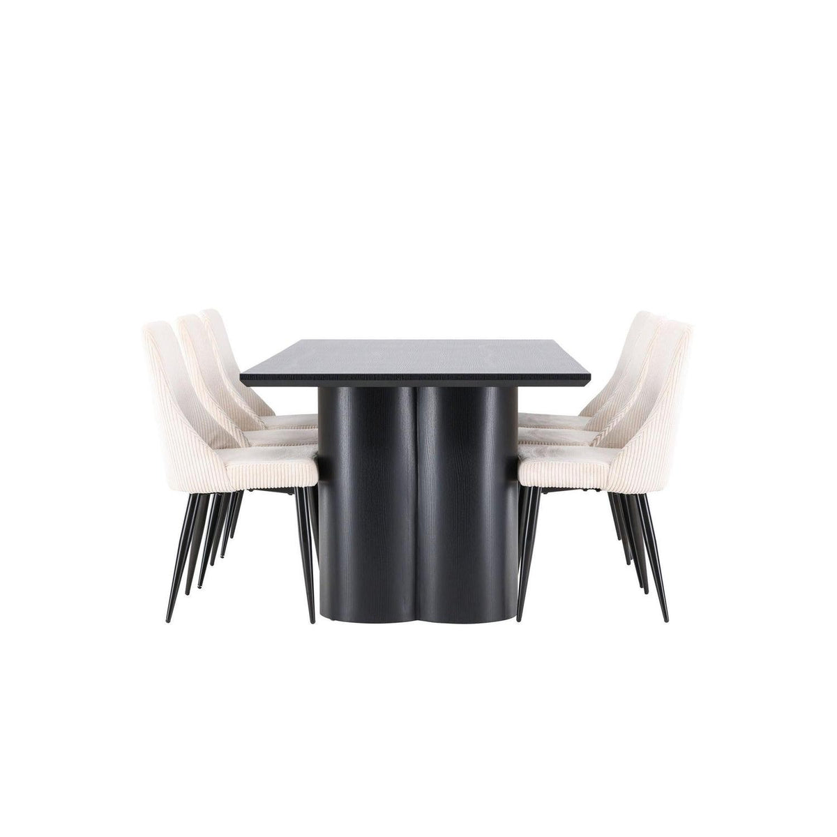 Essgruppe Esstisch Olivia Ø110cm mit Stühlen Leone aus Cord-Essgruppen Rechteckig-Venture Home-le canapé