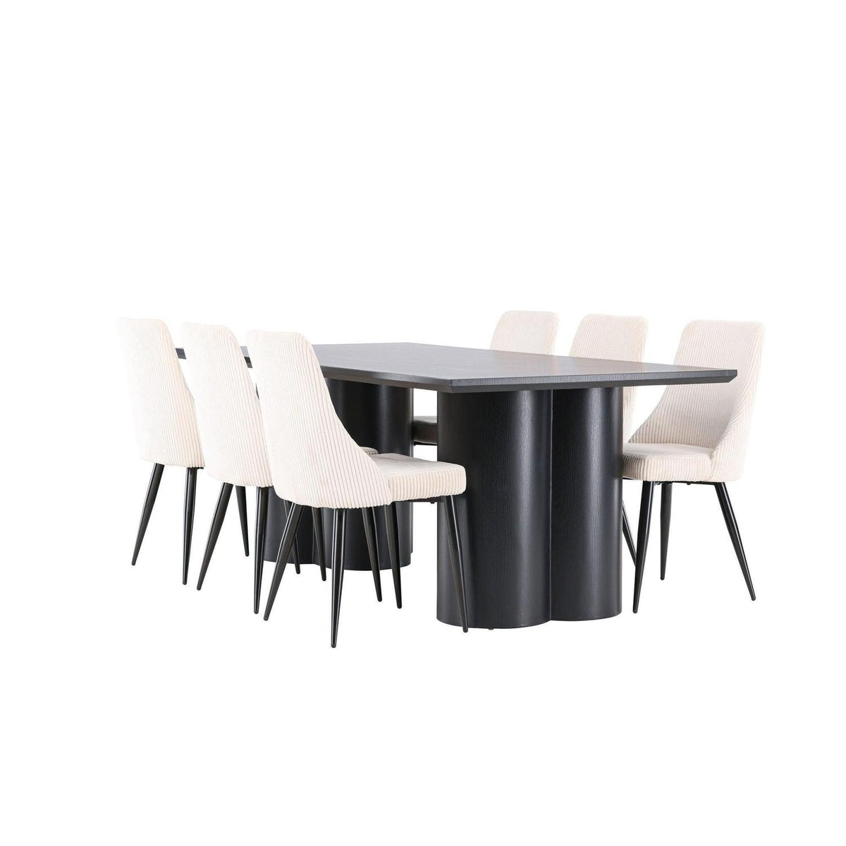 Essgruppe Esstisch Olivia Ø110cm mit Stühlen Leone aus Cord-Essgruppen Rechteckig-Venture Home-le canapé