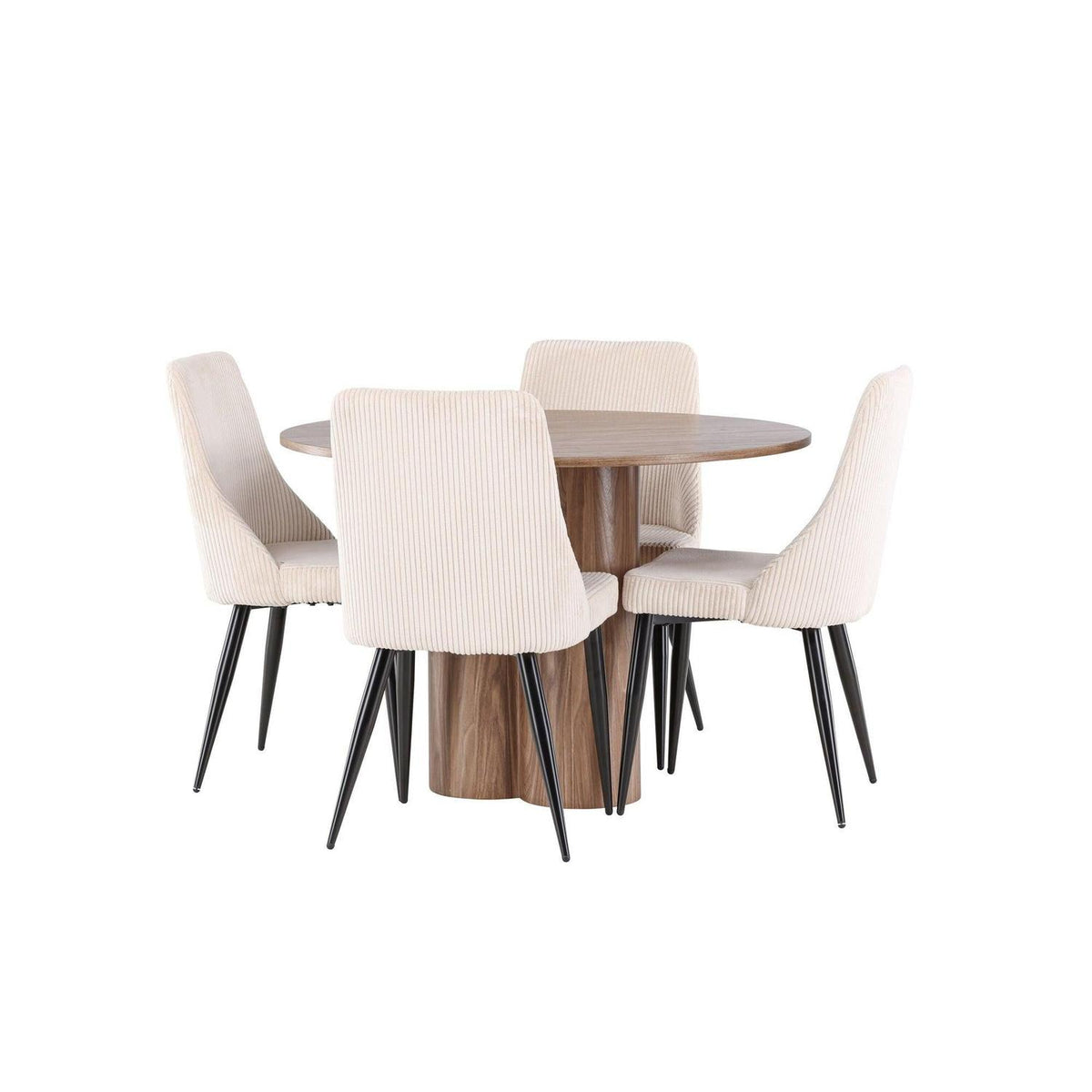 Essgruppe Esstisch Olivia Ø110cm mit Stühlen Leone aus Cord-Essgruppen Rund-Venture Home-le canapé