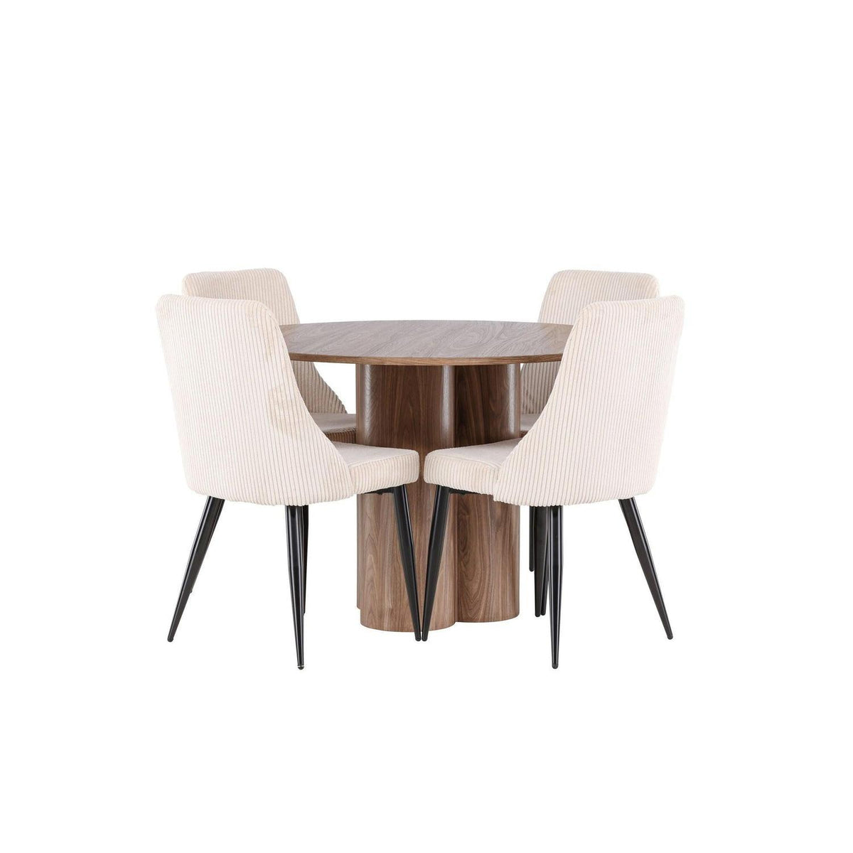 Essgruppe Esstisch Olivia Ø110cm mit Stühlen Leone aus Cord-Essgruppen Rund-Venture Home-le canapé
